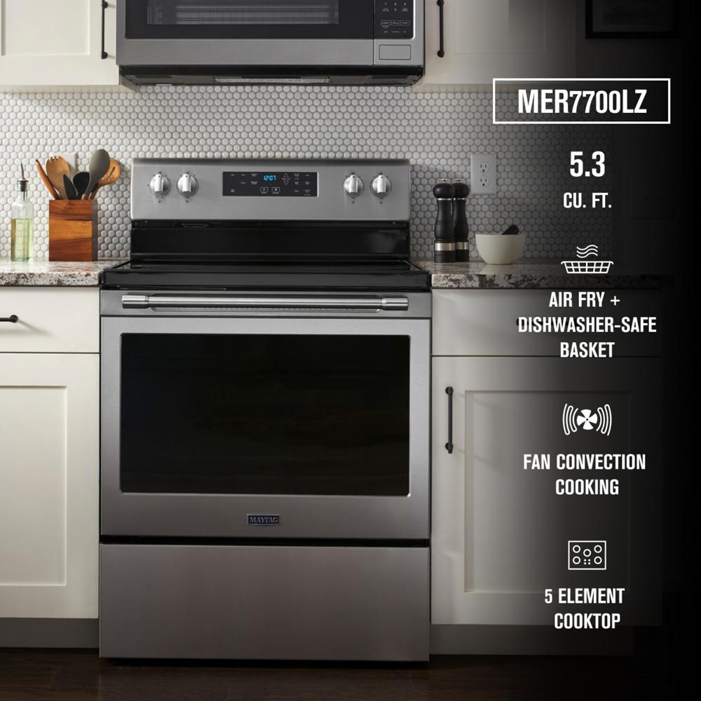 Maytag 30-Inch Wall Oven Microwave Combo with Air Fry and Basket - 6.4 Cu. ft. Stainless Steel