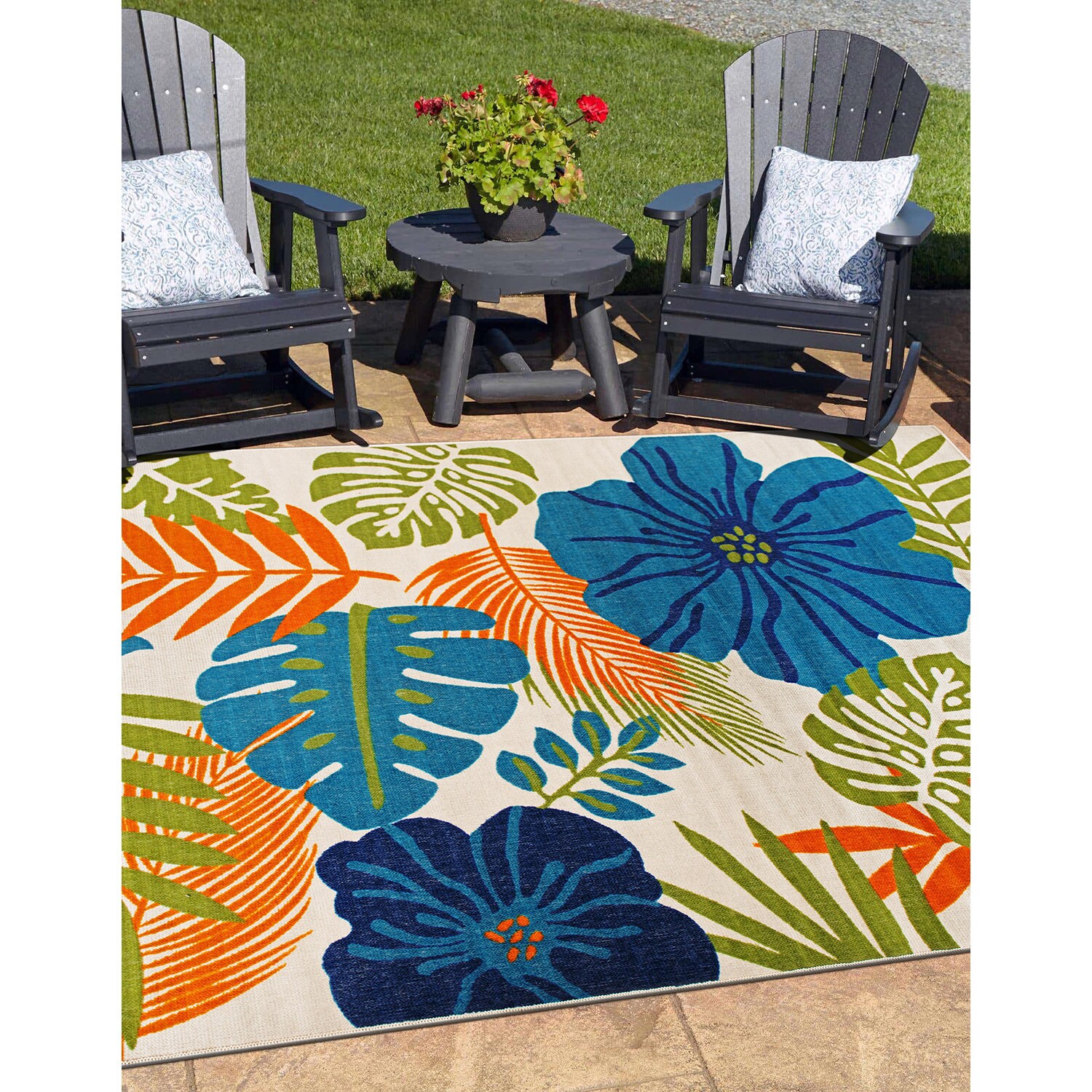 World Rug Gallery Ravenna 8 X 10 (ft) Indoor/Outdoor Floral/Botanical ...