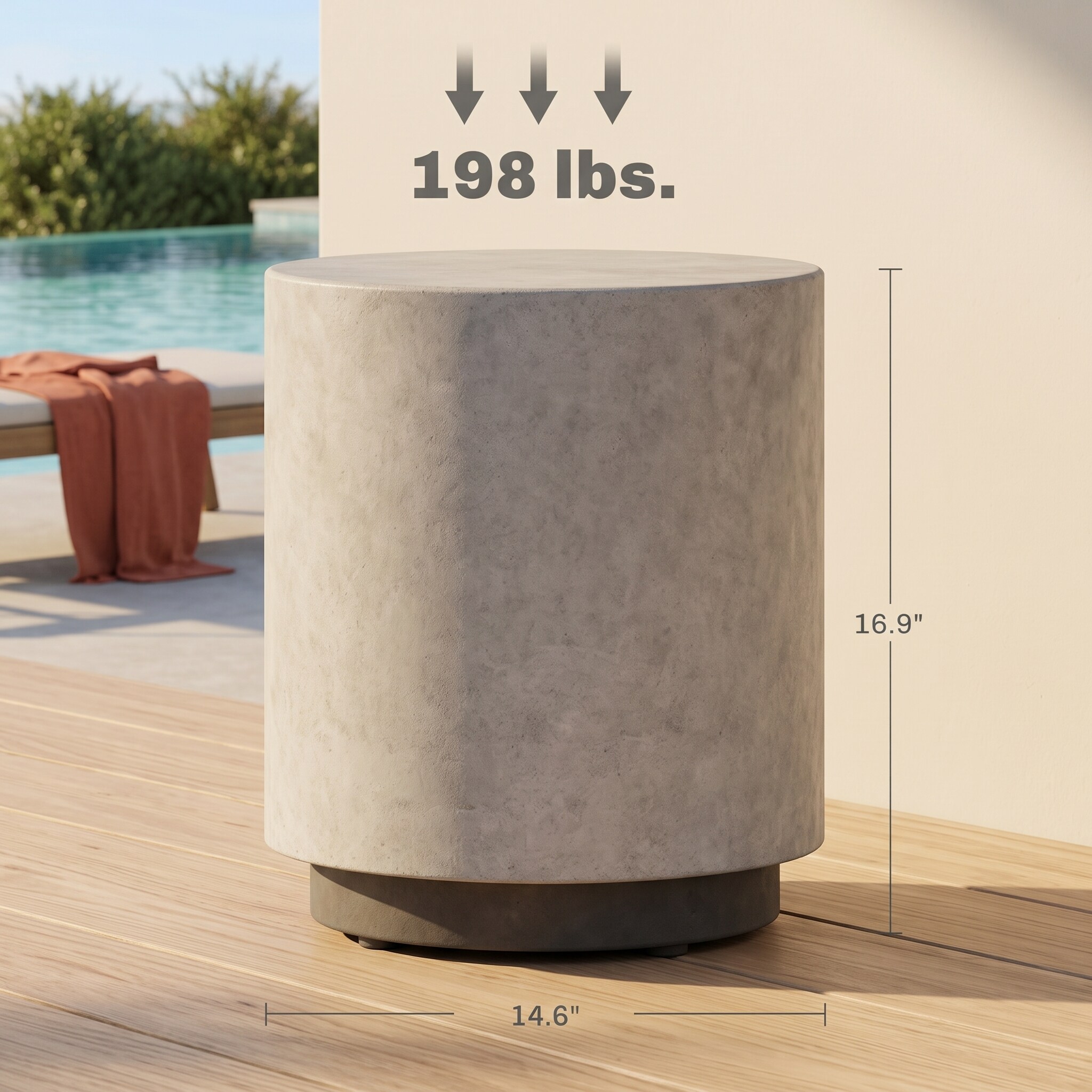 Watnature Lightweight Round Side Table with Concrete Finish and 4 ...