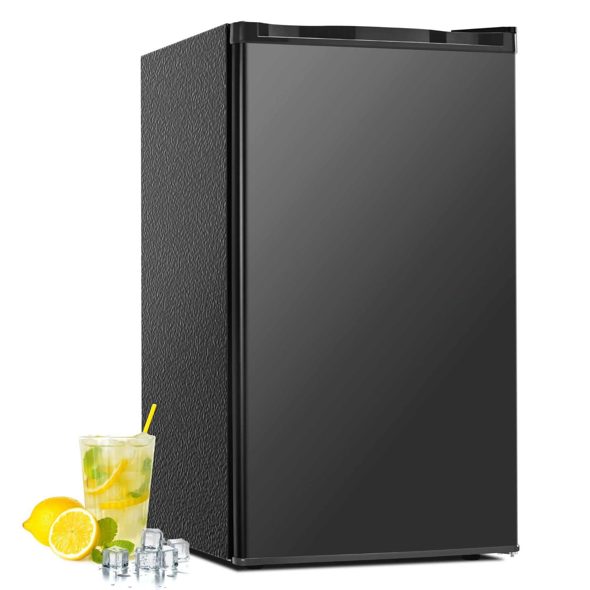 Euhomy RF001-32BL-E-LS-SC 3.2 Cu.Ft Single Door Black Mini Fridge with Freezer/Reversible Door and Adjustable Feet