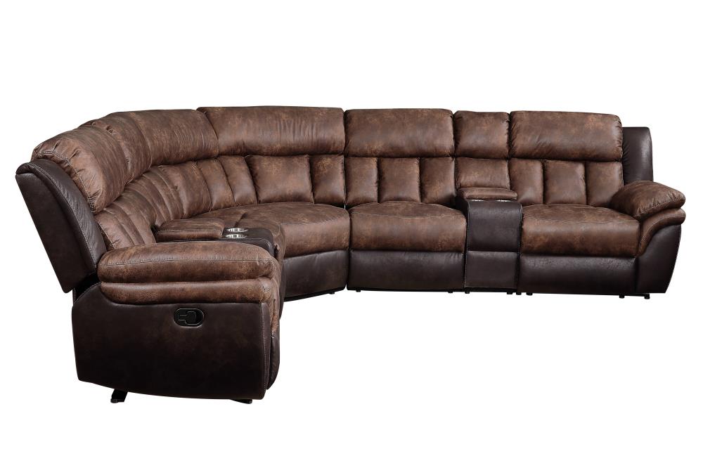 Acme Furniture Jaylen Sectional Sofa, Microfiber And Leather Sectional