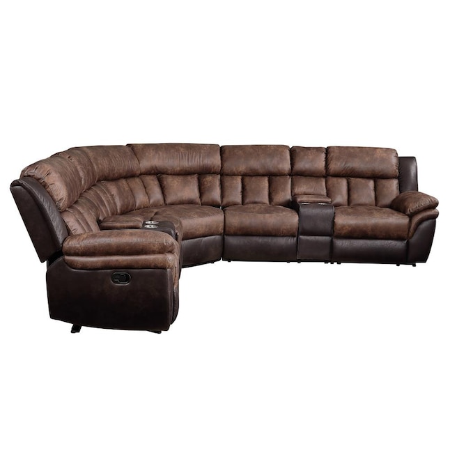 Acme Furniture Jaylen Modern Toffee And, Espresso Leather Reclining Sectional