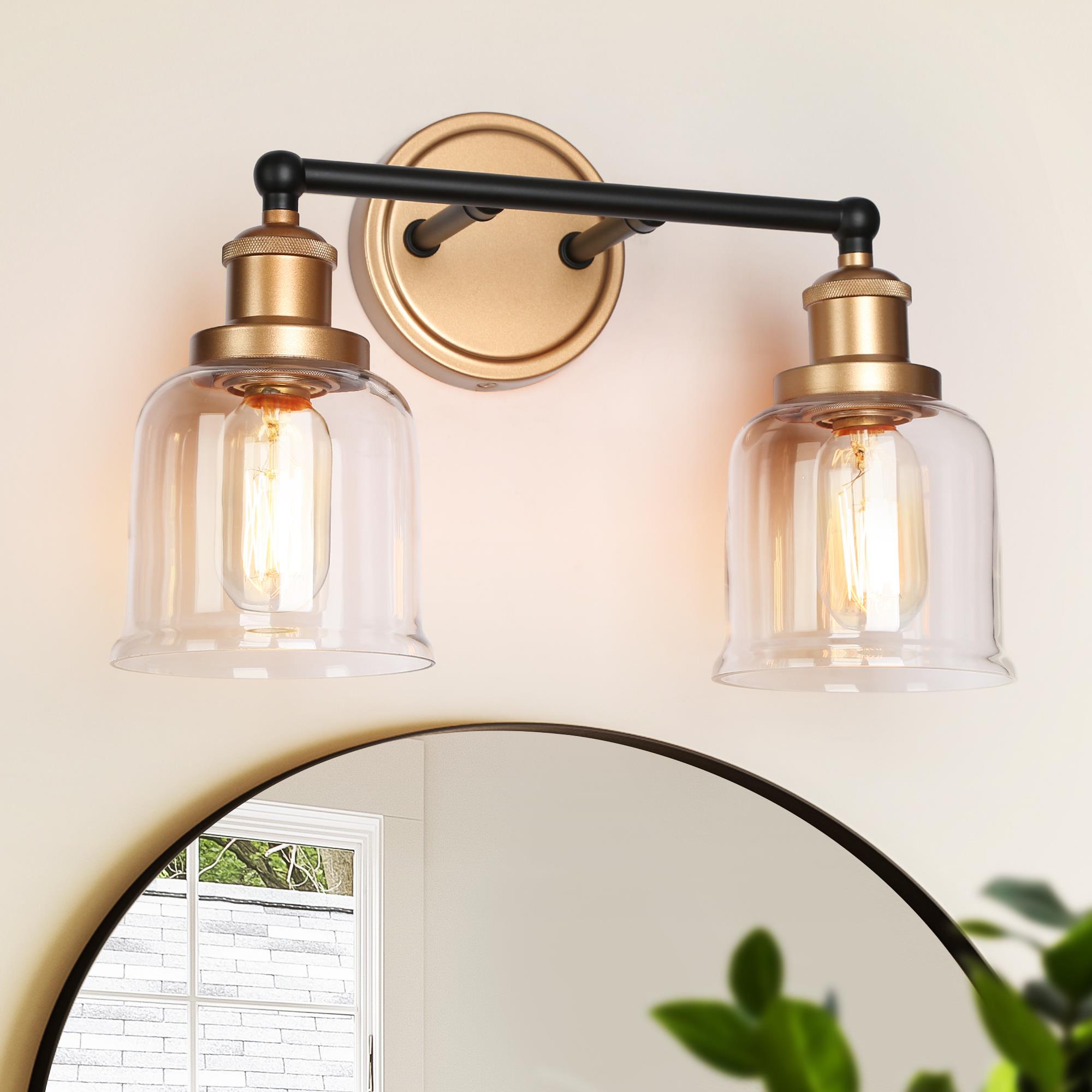 Uolfin 26B7JUUO4613E7 14.5-in 2 -Light Matte Gold Modern/contemporary Vanity light