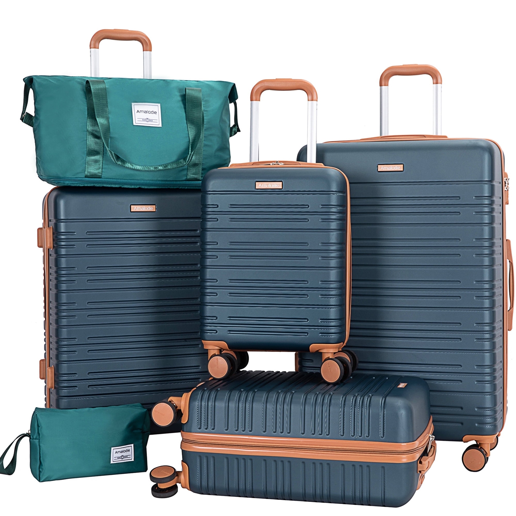 SINOFURN 6 -Bag Hardshell 29.5x18.9x11.4 Plastic Dark Green Spinner Suitcase set