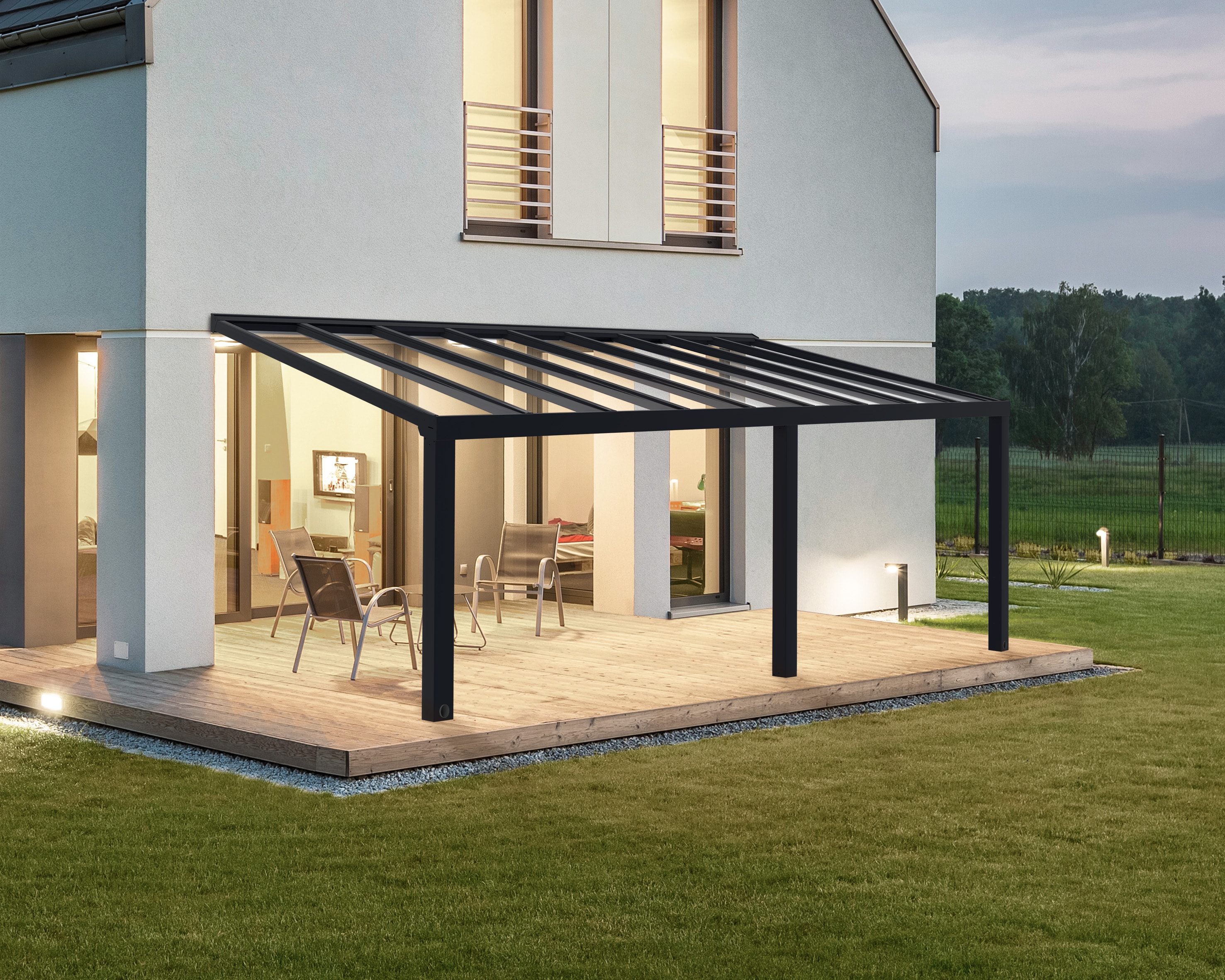 Canopia by Palram 705927 Stockholm 11-ft x 22-ft Gray Frame/Clear Panels Aluminum Patio cover ( 37-lb )