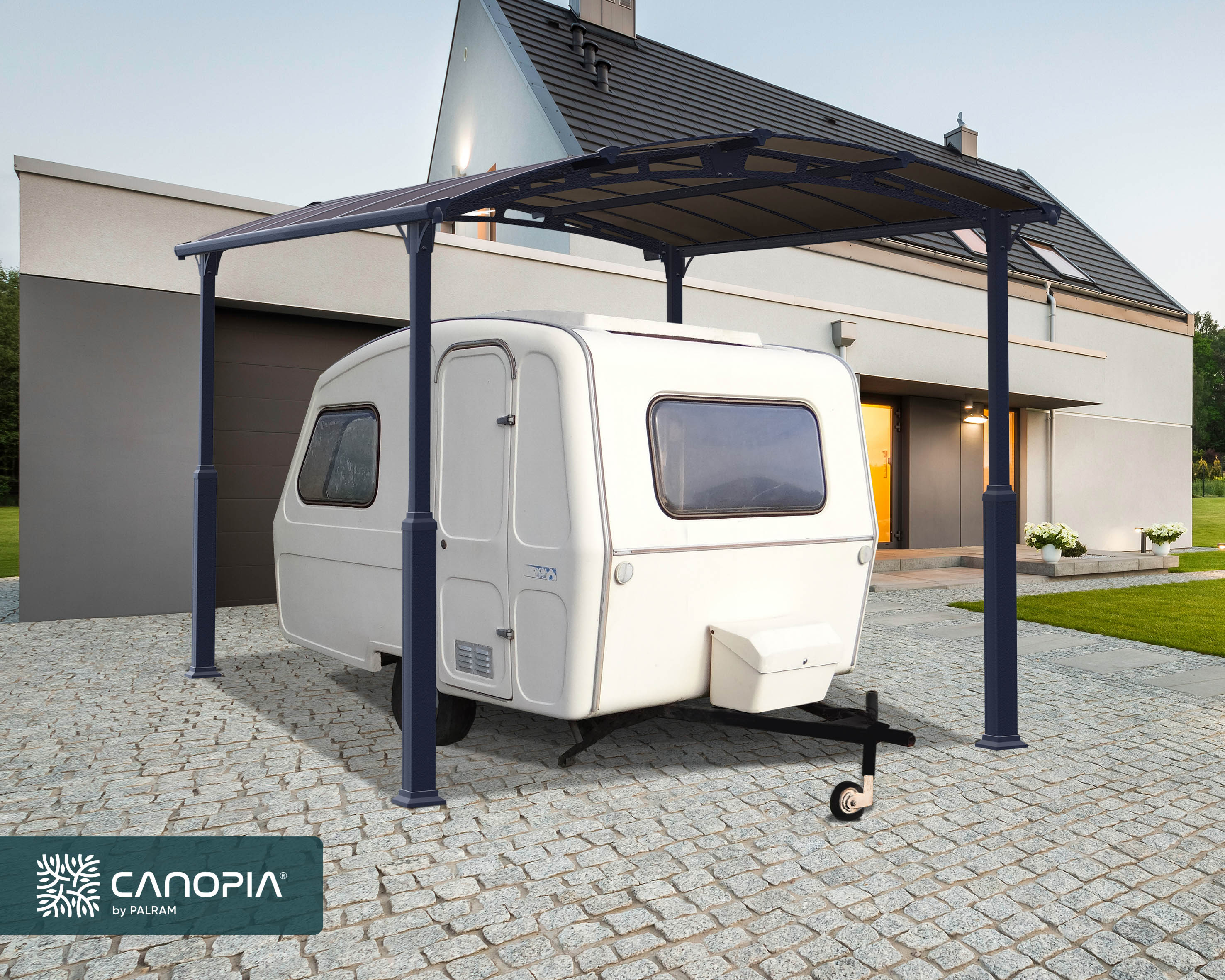 Canopia by Palram 705956 Alpine RV 12-ft W x 14-ft L x 10.1-ft H Gray frame and Bronze roof panels Aluminum Carport with Polycarbonate Roof