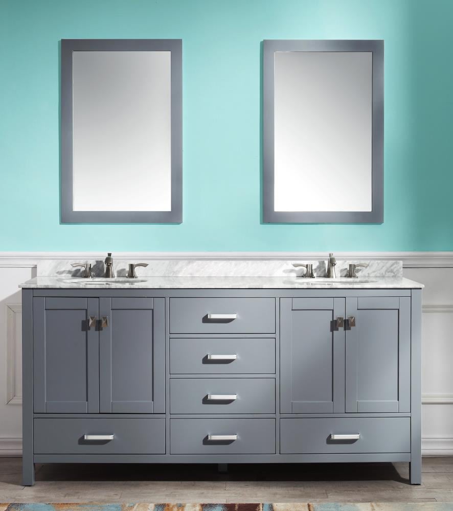 ANZZI Chateau series 72-in Gray Undermount Double Sink Bathroom Vanity ...