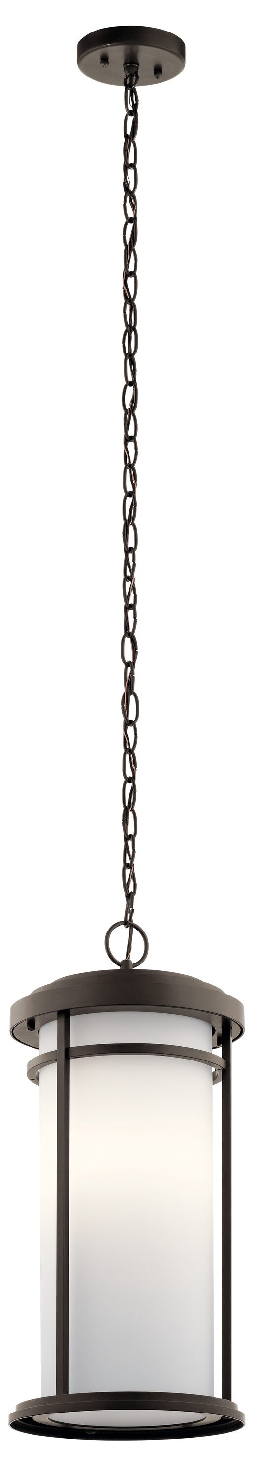 Kichler Toman Olde Bronze Transitional Etched Glass Lantern LED Pendant Light