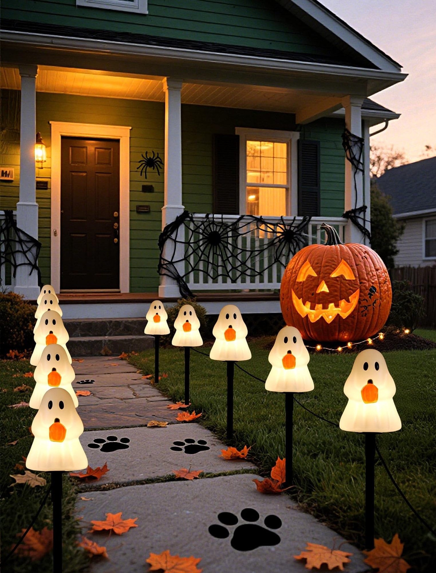 AOIZGMY  standard Ghost holiday Pathway Lights 5 pack Electric Outdoor Yard Stakes with Warm C7 Bulbs UL Listed Weatherproof Family Friendly