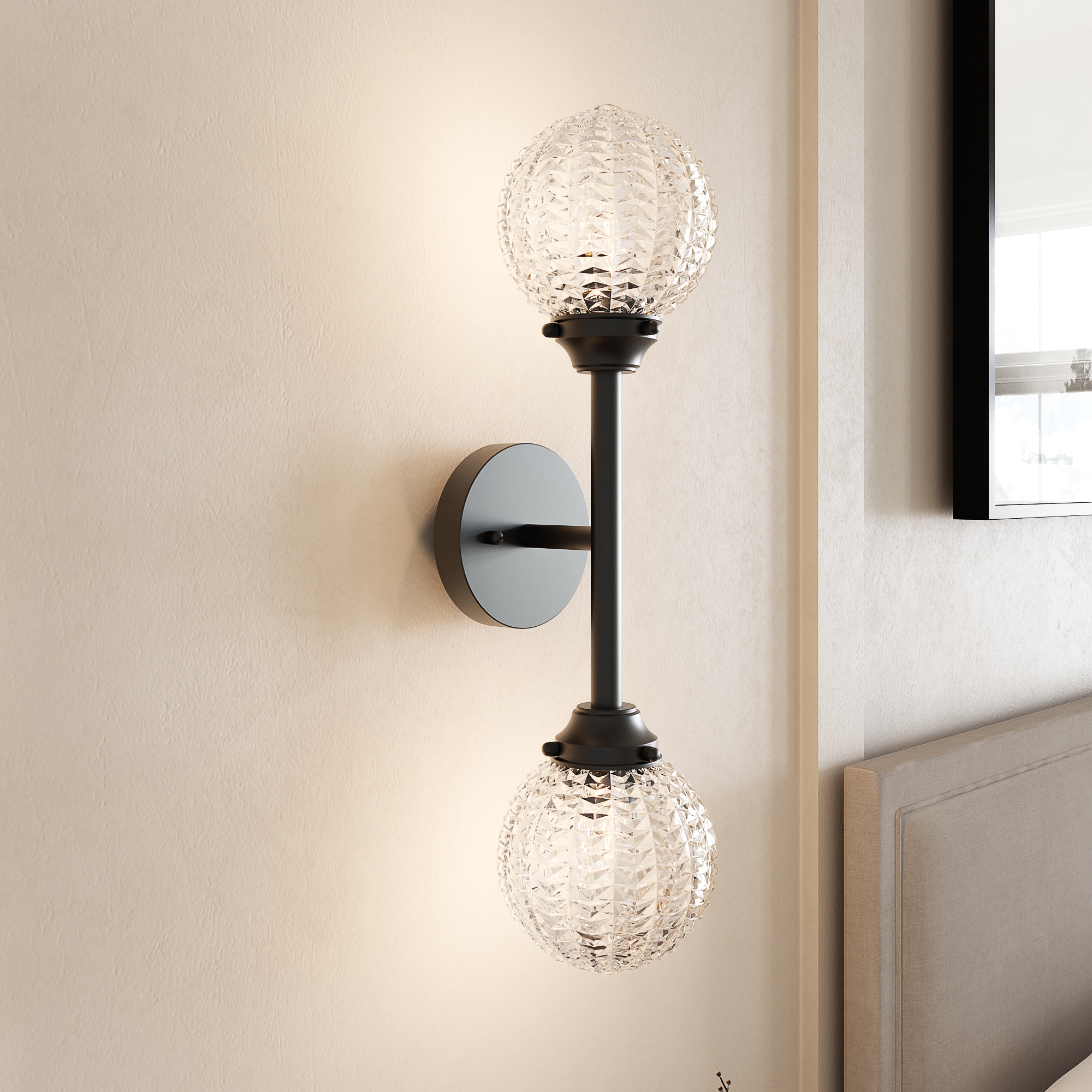ACROMA 37302AZCR Vivie 6.5-in W 2 -Light Matte Black Wall Sconce
