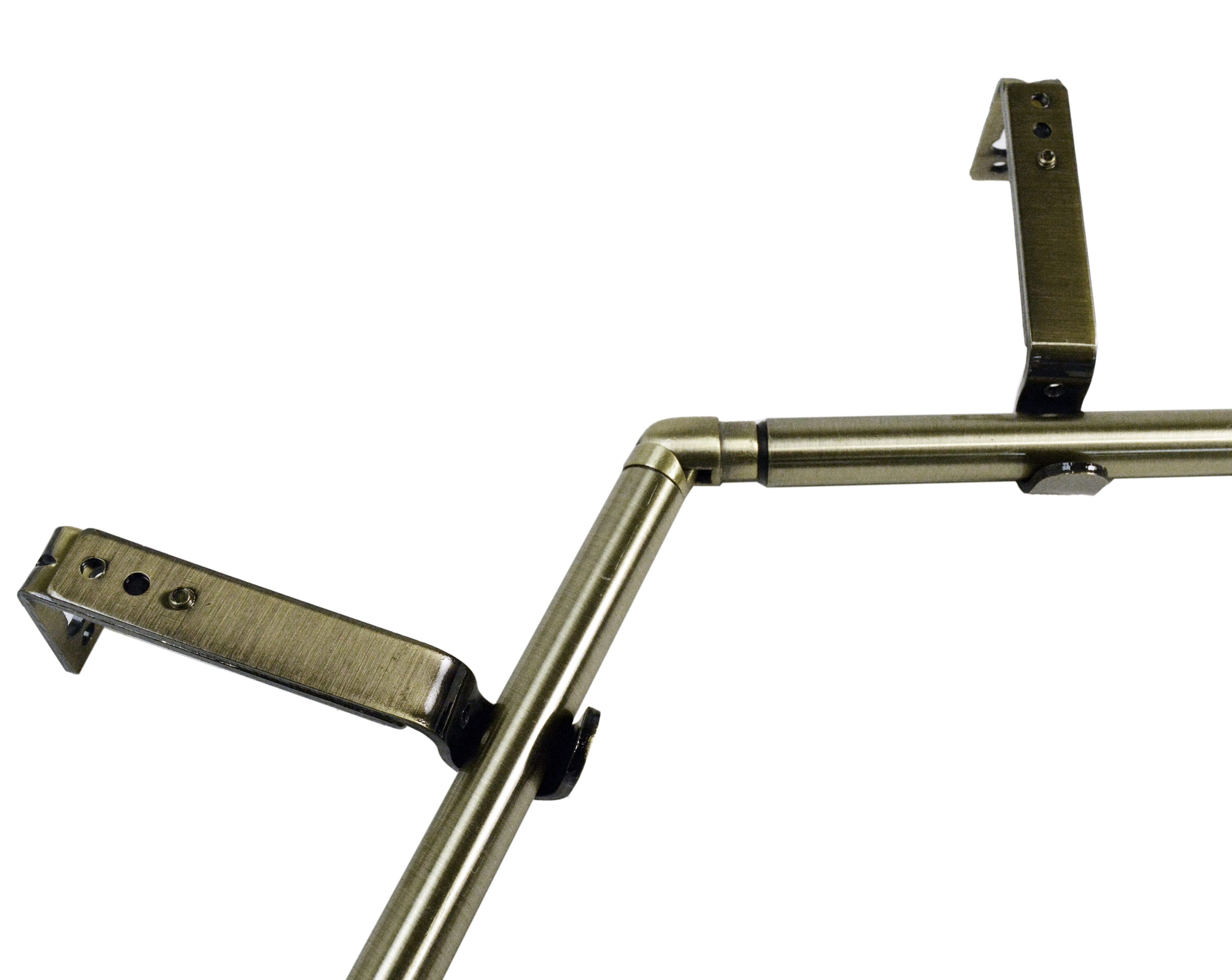 Bronze Adjustable Bay Window Curtain Rod Set with Mounting Screw Finial