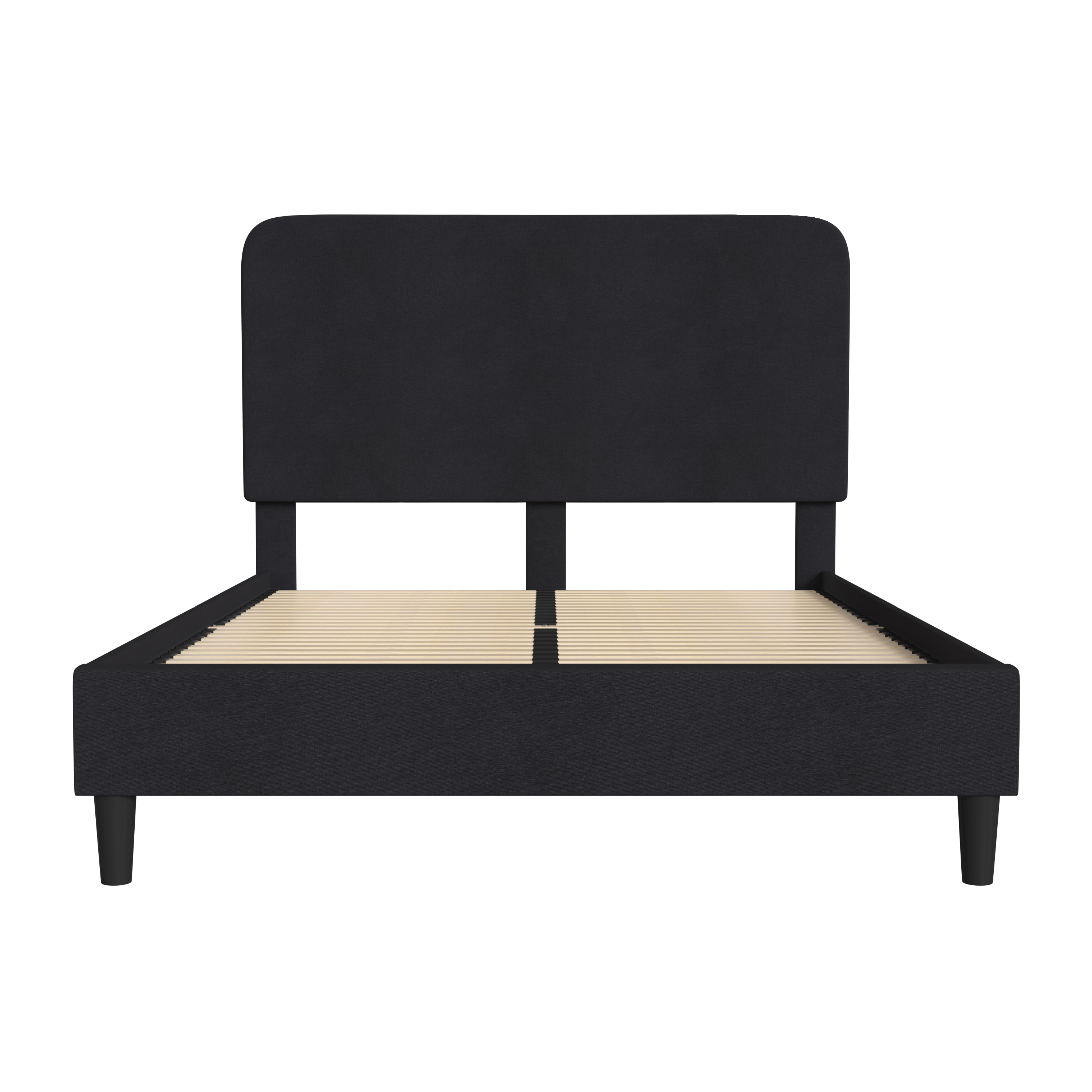 Charcoal Queen Upholstered Platform Bed with Rounded Headboard