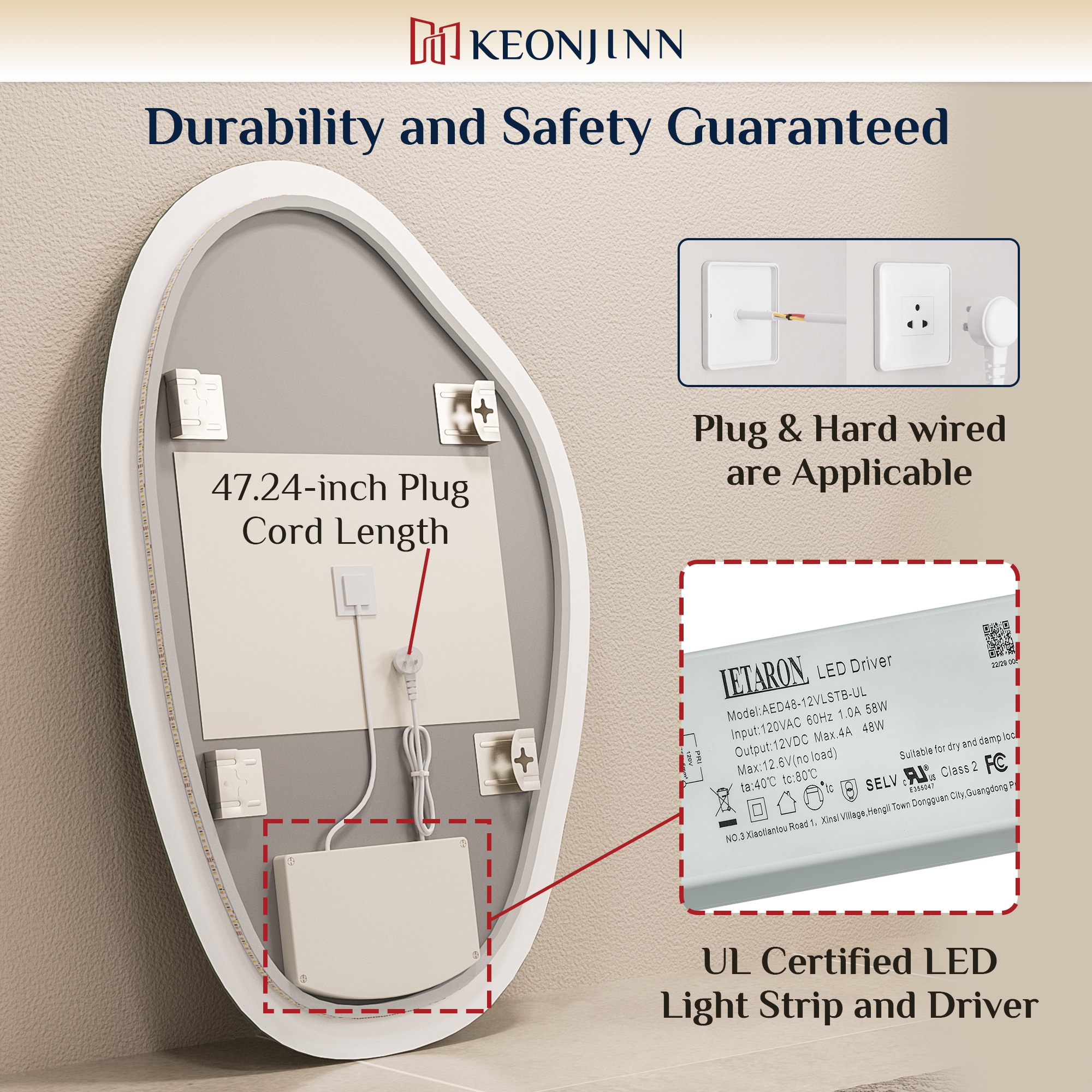 Keonjinn LW-DJ-BB-5576 Framed-Bath-Mirrors - View #11