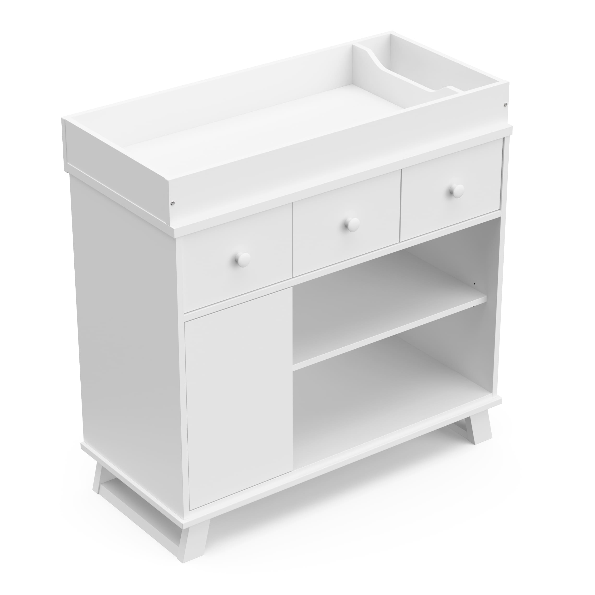 White Modern Nursery Changing Table Dresser with Drawers