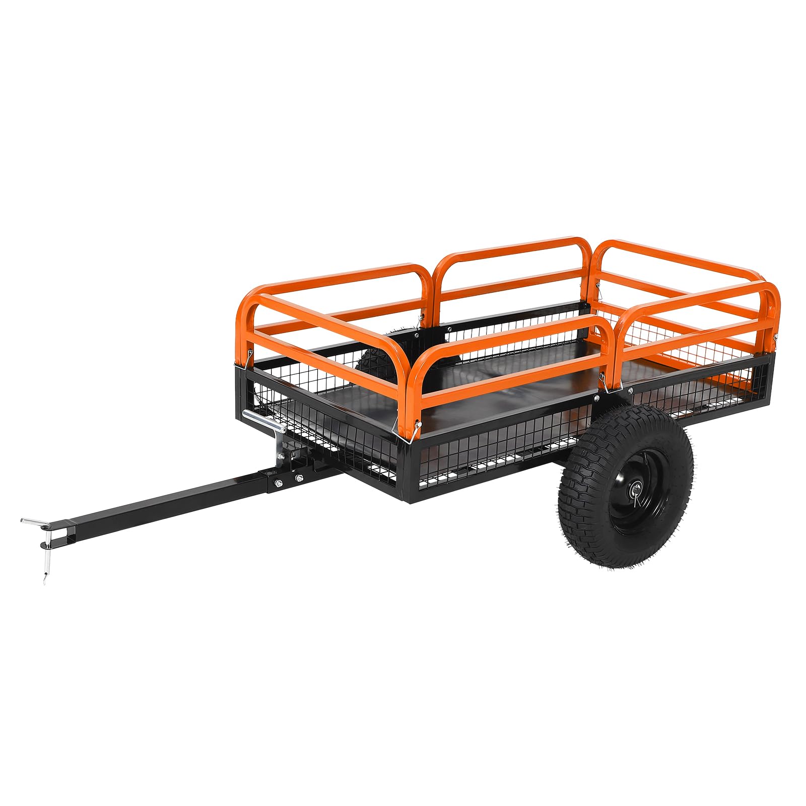 Garvee 1500 Lbs Heavy Duty Steel Dump Cart 15 Cubic Foot Garden Utility Trailer with Removable Sides Hand Pull or Foot Pedal Dumping for ATV UTV Lawn Mower Tractor