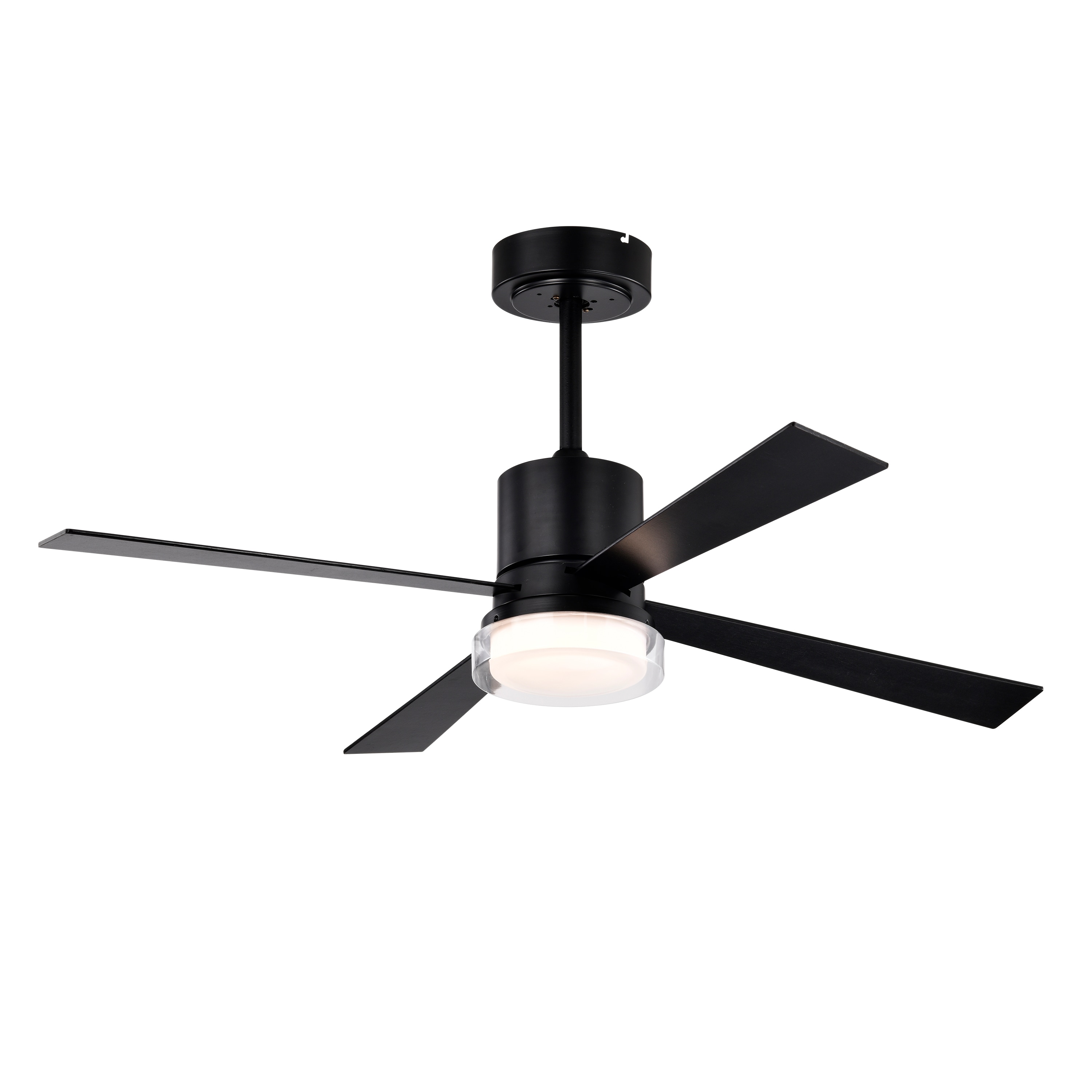 Bayfeve BFHM-62798-CF Adjustable Speed 48-in Color-Changing Integrated LED Outdoor Downrod or Flush Mount Matte Black with ABS Blades Ceiling Fan With Light - Remote Included ( 4 -Blade )