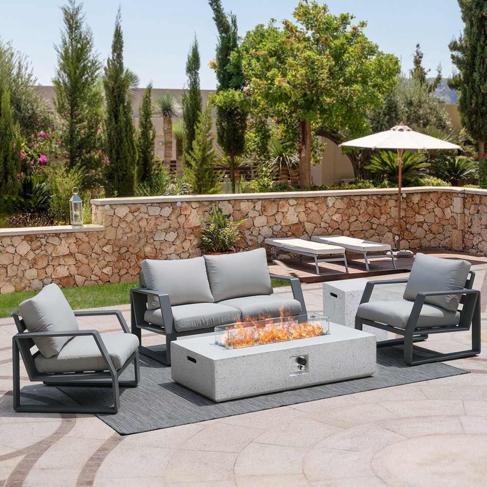 Runesay QCODH03-09 56-Inches W White Glass fiber reinforced concrete Square Liquid propane Fire pit