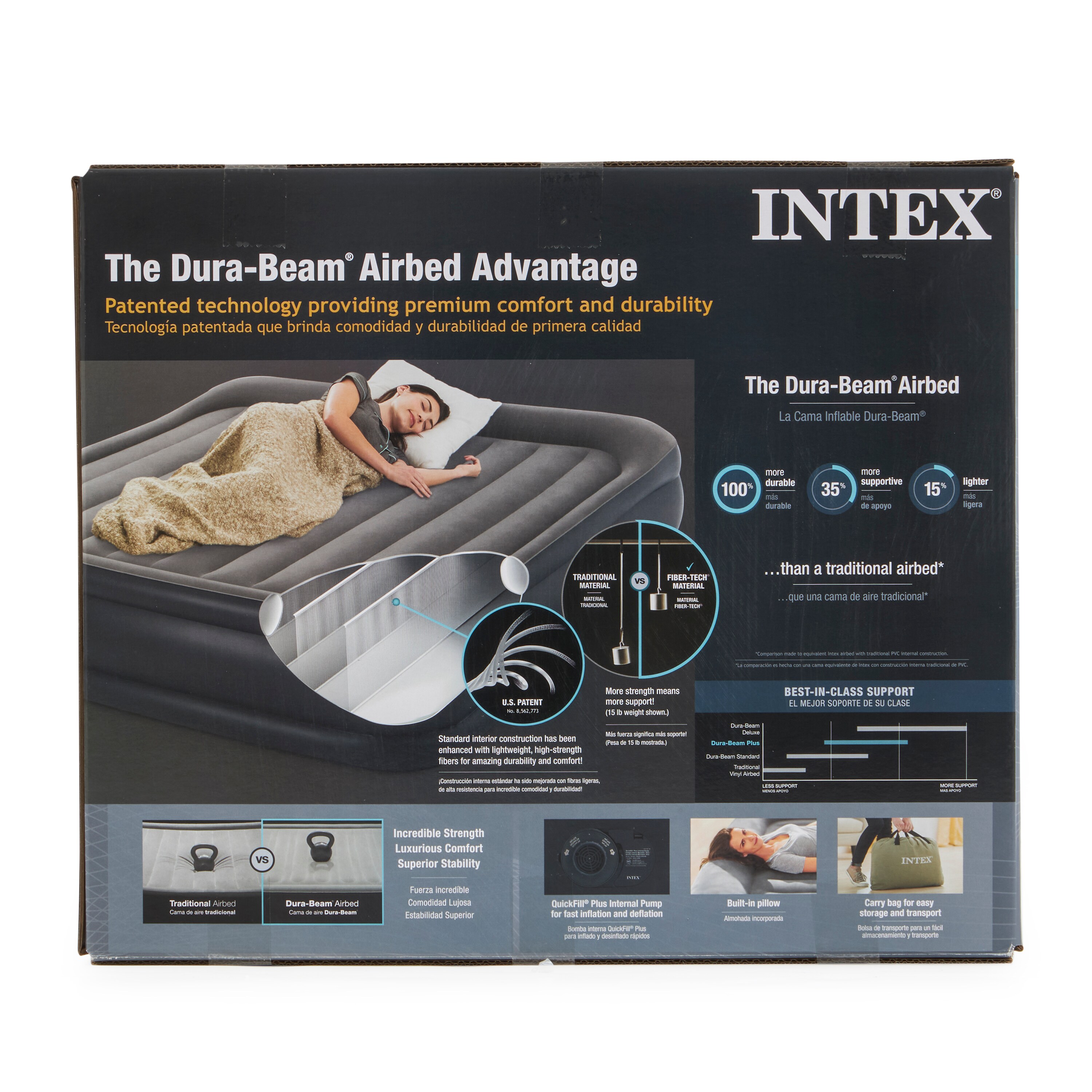 Intex Intex Dura Beam Deluxe Raised Blow Up Mattress Air Bed with Built