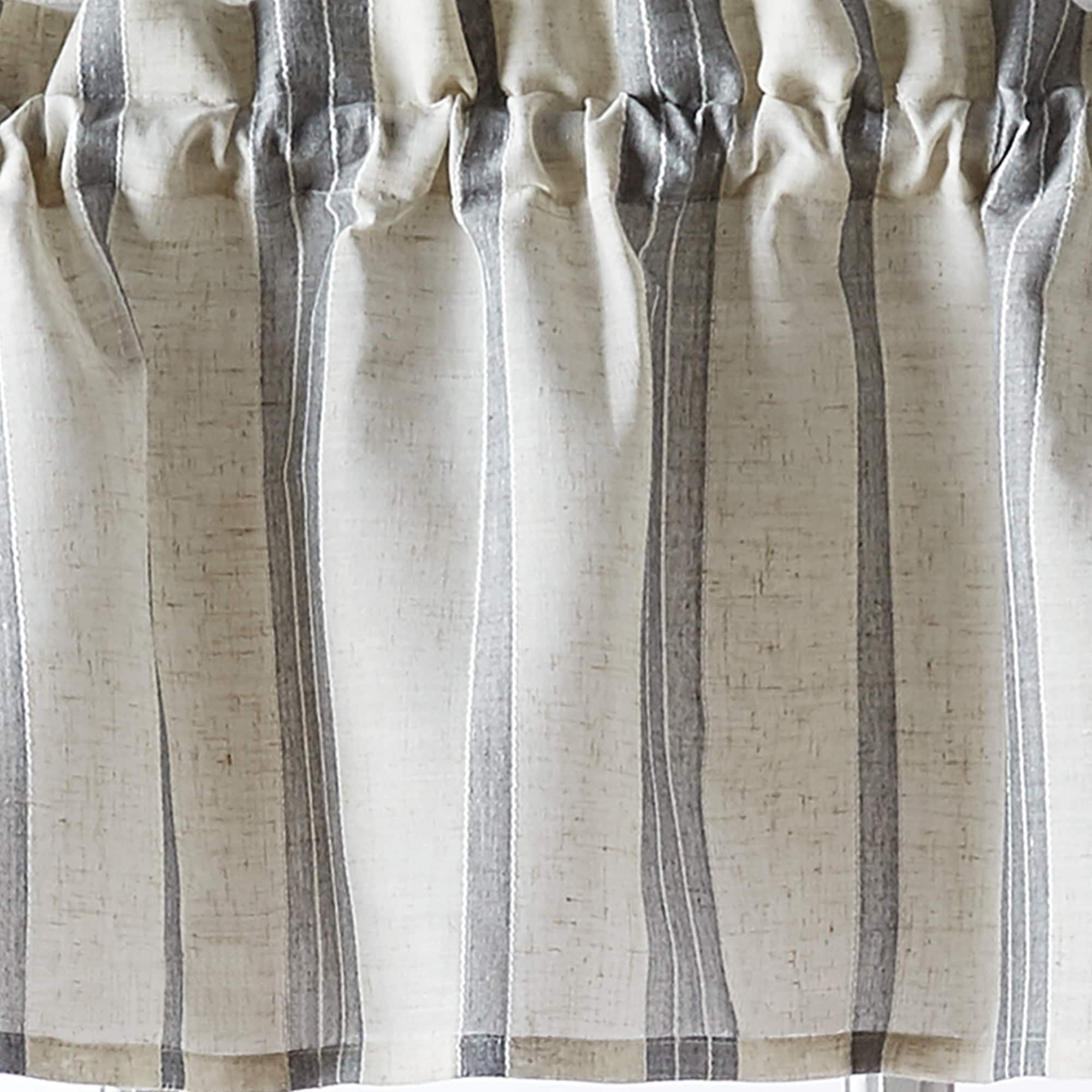 McKenzie Grey Striped Polyester Rod Pocket Valance