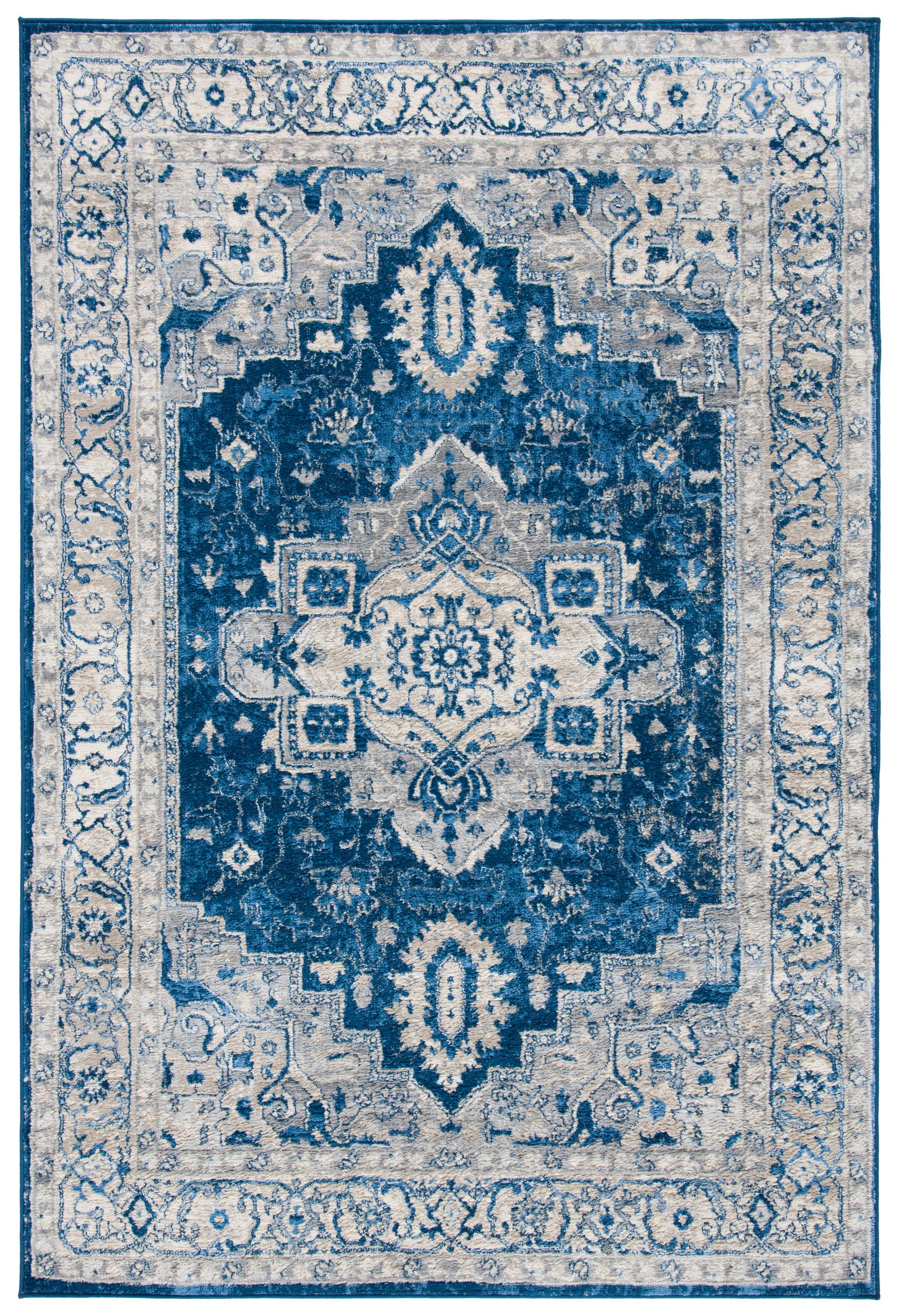 Safavieh BNT851N-8 Brentwood Valeria 8 x 10 (ft) Loomed Polypropylene Navy/Gray Rectangular Indoor Floral/Botanical Farmhouse/Cottage Area rug
