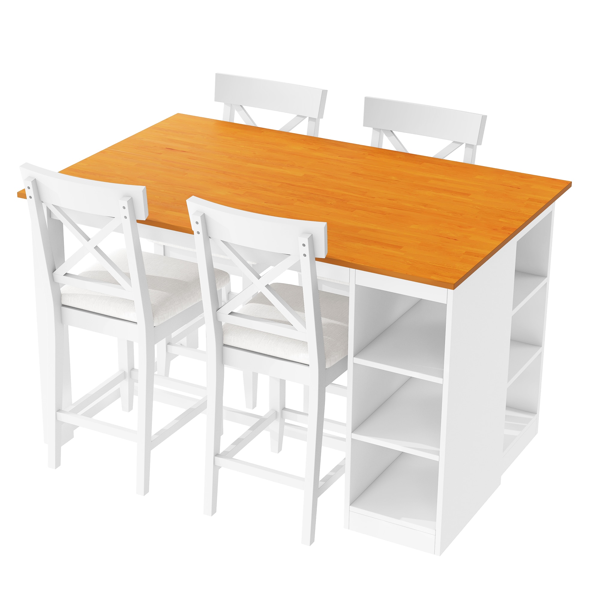 Bybafun YA0100217 White Rustic Dining Room Set with Rectangular Table ( Seats 6 )