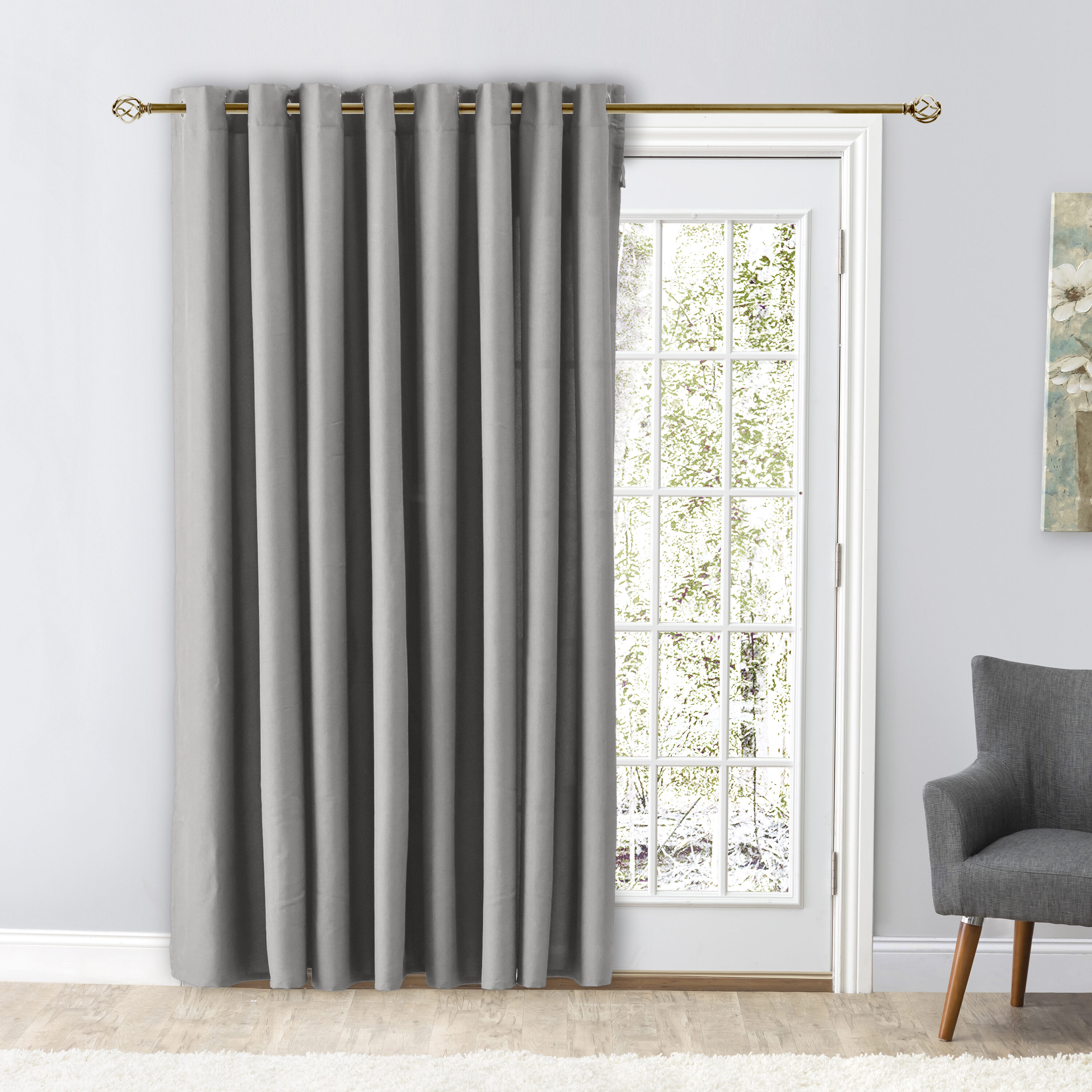 Ricardo Trading 03800-79-484-10 84-in Grey Light filtering Grommet Single curtain panel