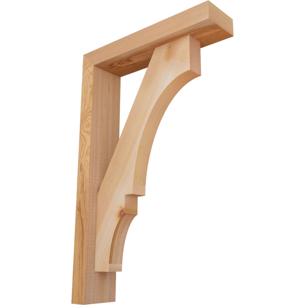 Ekena Millwork 1461907 Balboa Block Smooth Bracket with Offset Brace 3-1/2-in x 14-in x 22-in Western red cedar Brown Wood Standard bracket