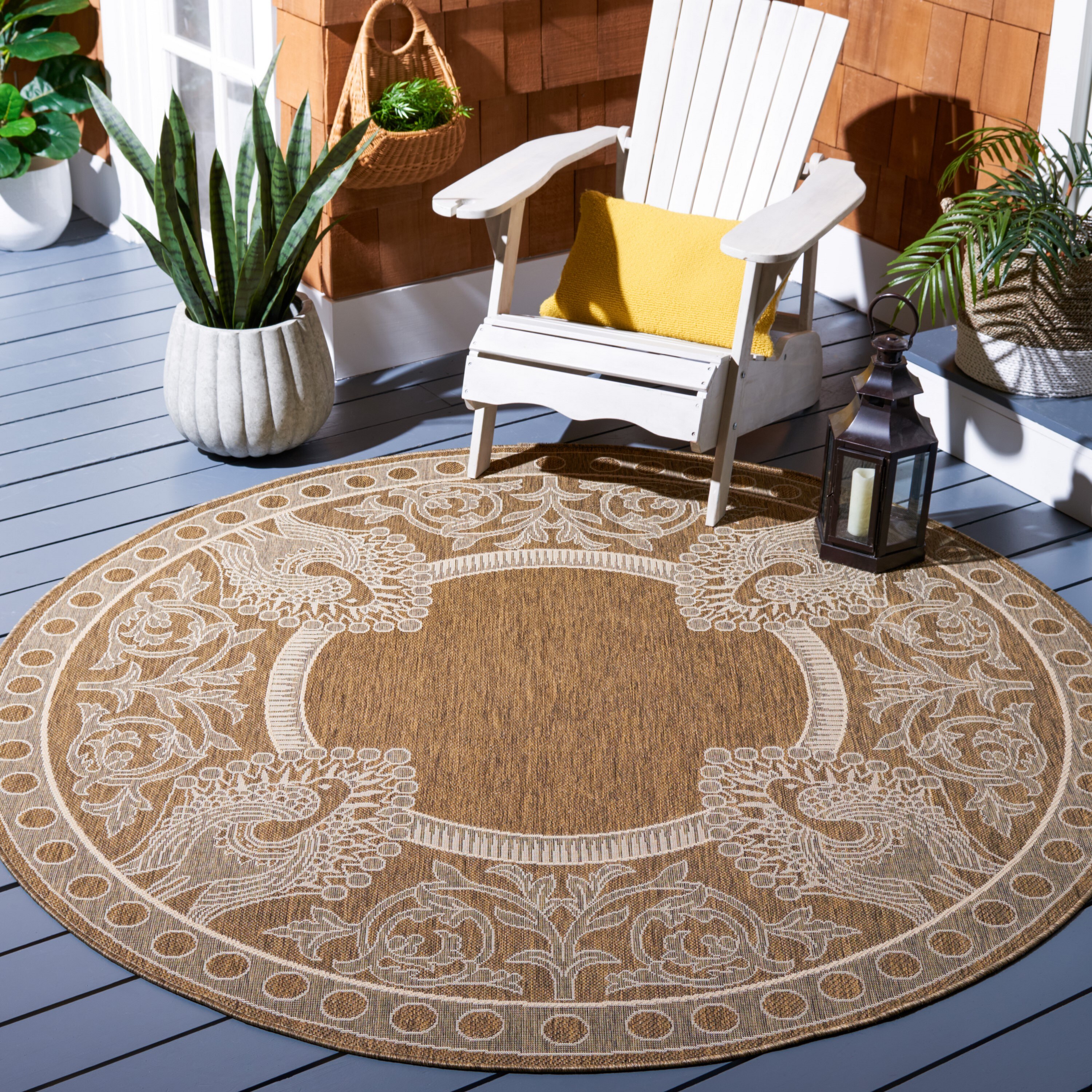 Safavieh Courtyard Abaco 7 X 7 (ft) Brown/Natural Round Indoor/Outdoor ...