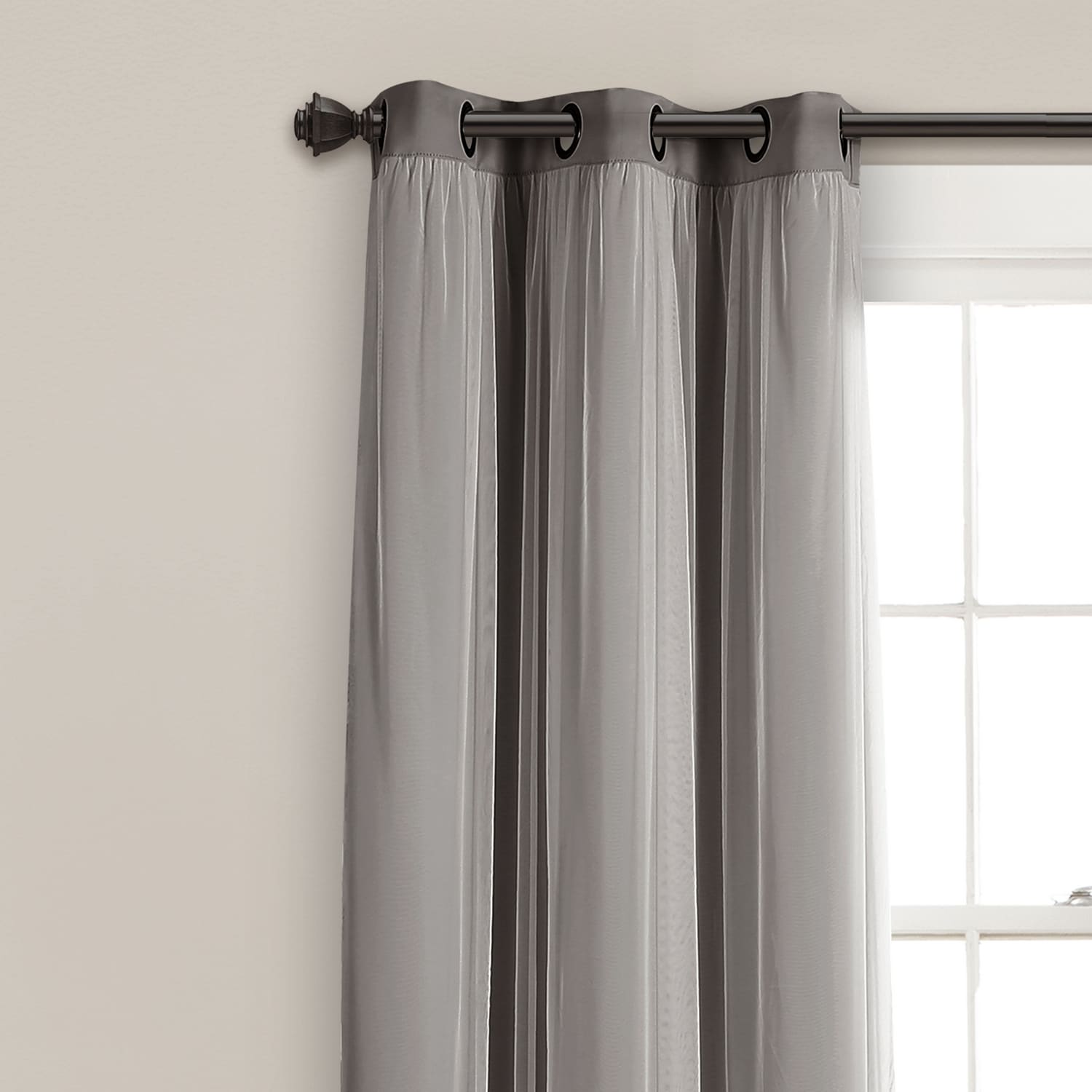 Lush Decor 108-in Dark Gray Blackout Grommet Curtain Panel Pair ...