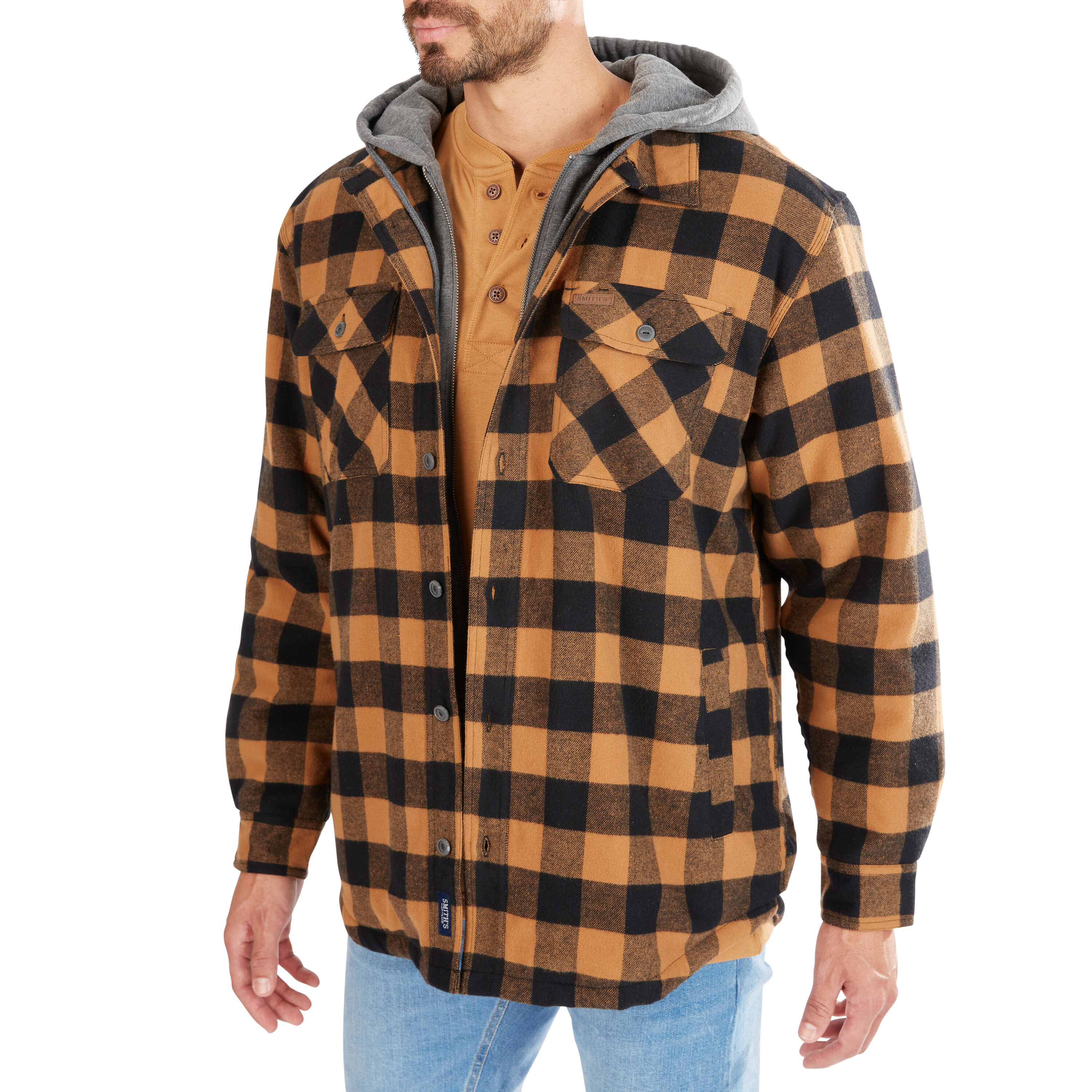 Smith's Workwear Sherpa-Lined Hooded Flannel Shirt Jacket in the