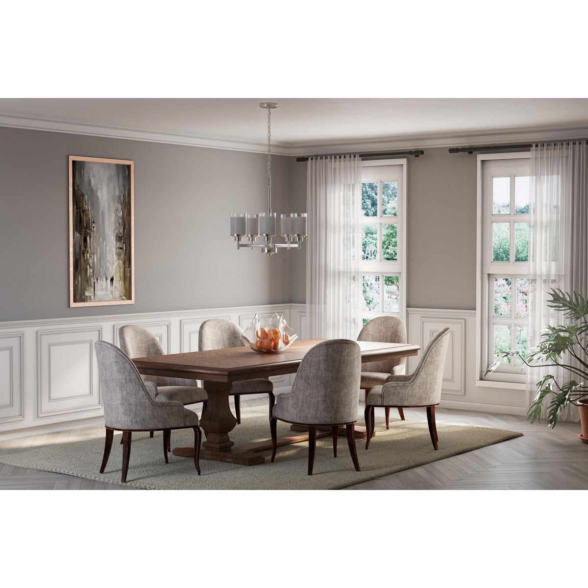 Alexa Collection Brushed Nickel 5-Light Linear Chandelier