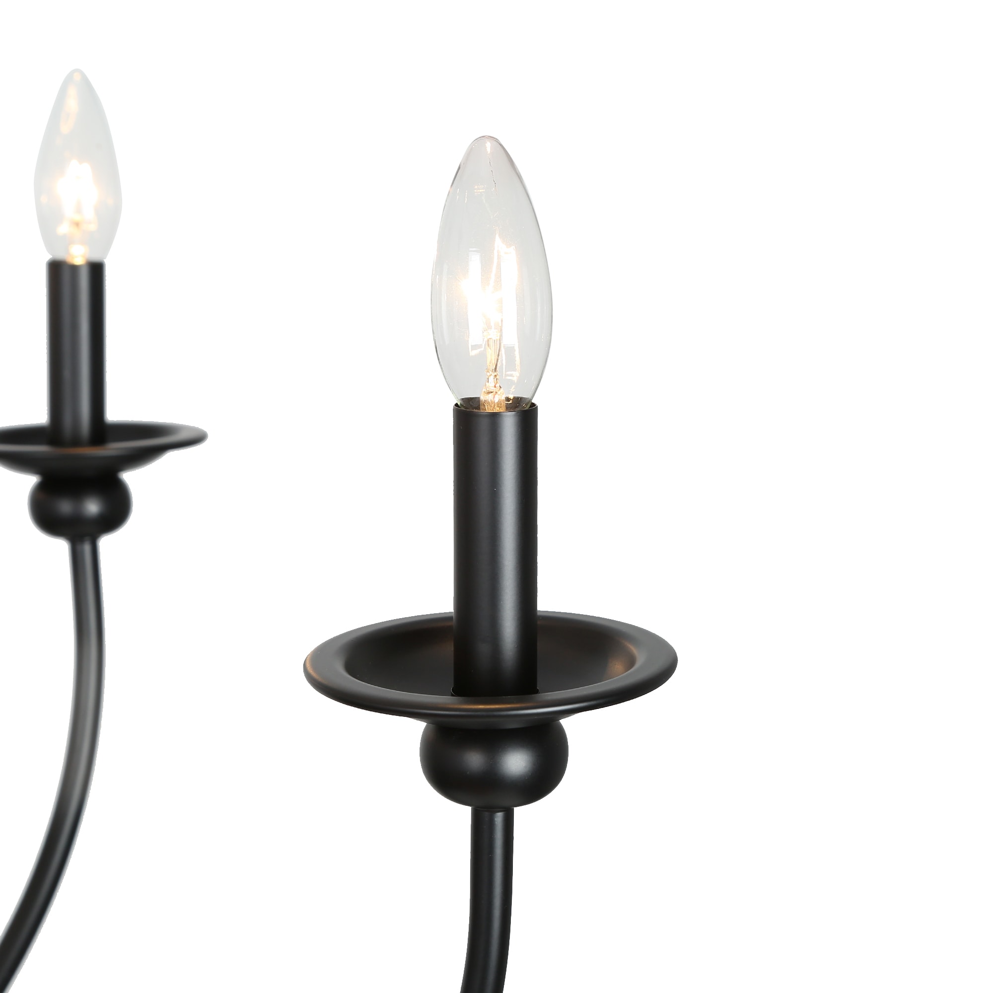 Matte Black Wrought Iron 6-Arm Adjustable Chandelier