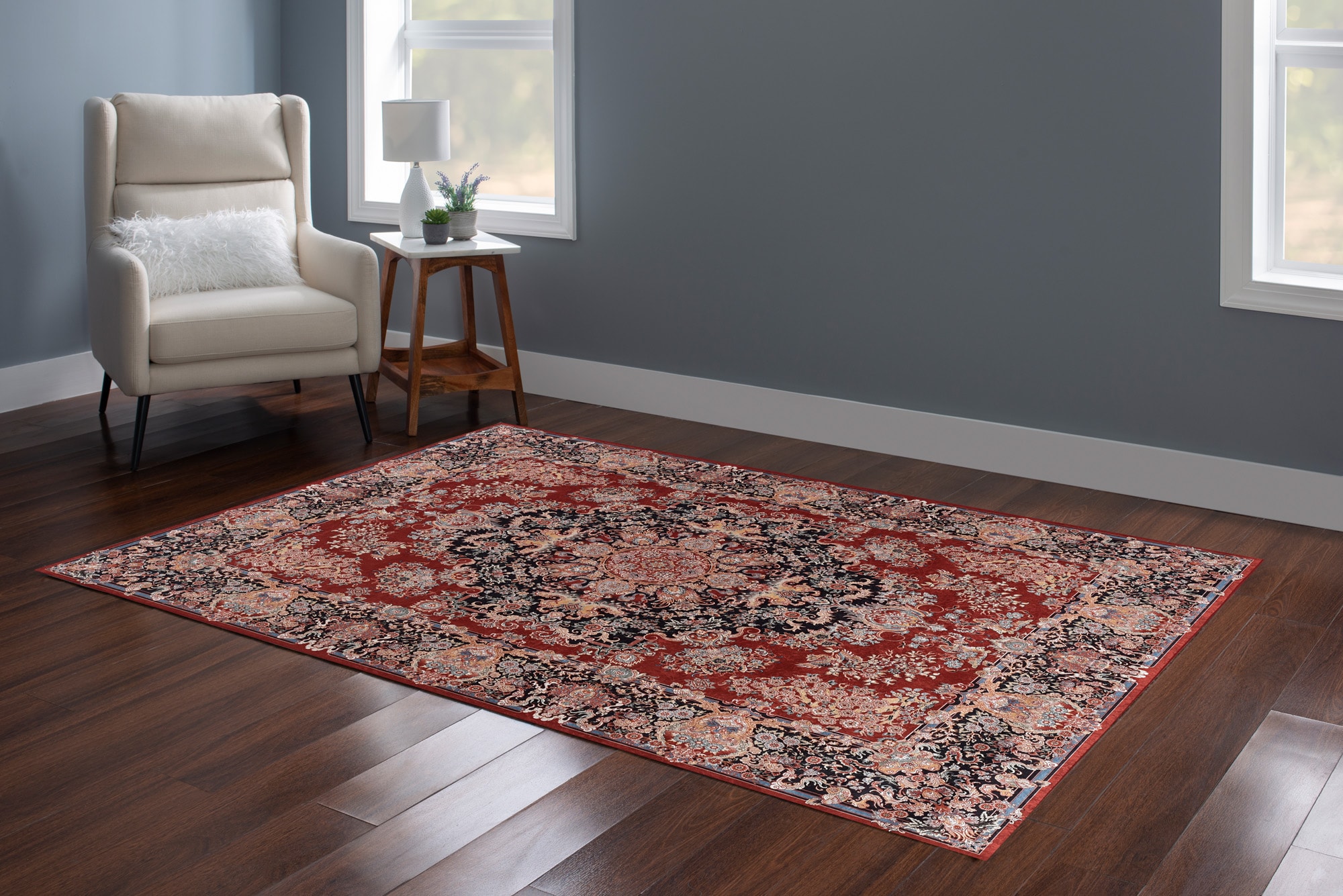 Linon Emerald 3 X 5 (ft) Red Indoor Medallion Area Rug in the Rugs