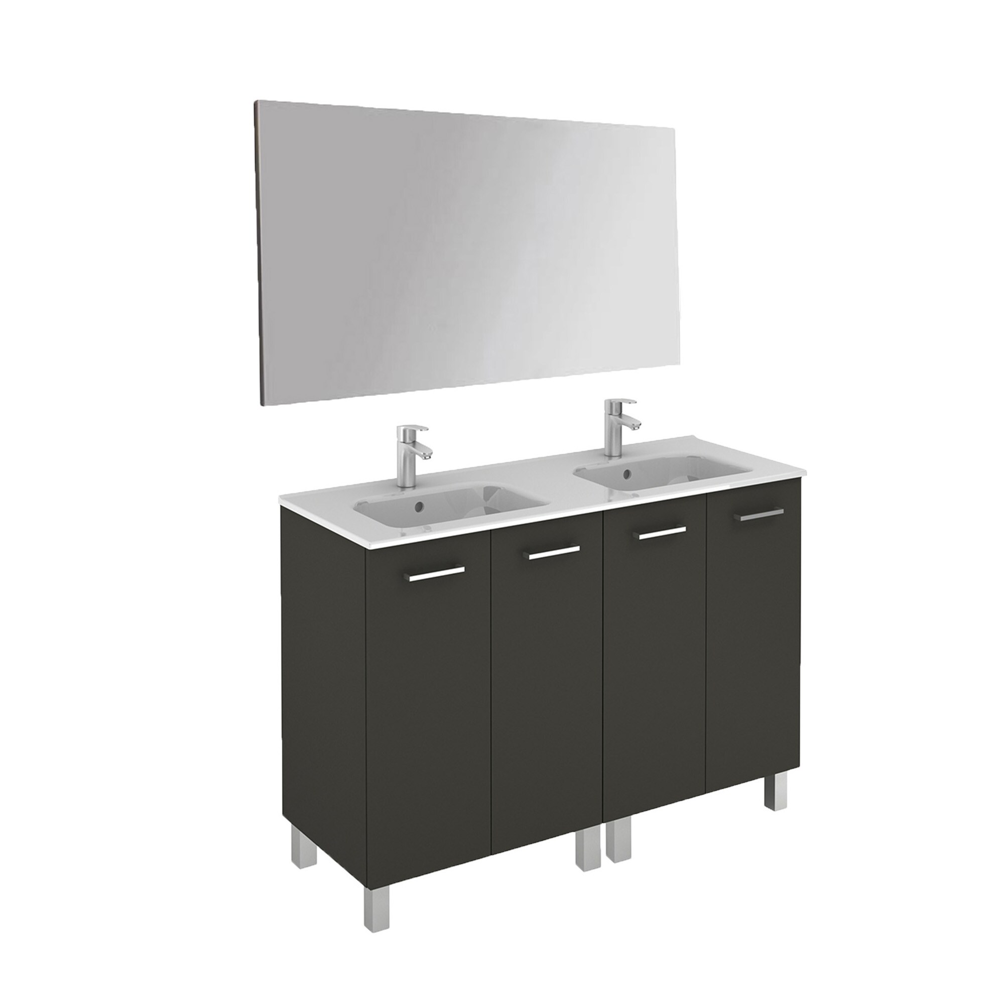 WS Bath Collections LOGIC 120 PACK 1 AN Logic Vanities 48-in Anthracite Single Sink Bathroom Vanity with Ceramic White Ceramic Top (Mirror Included)