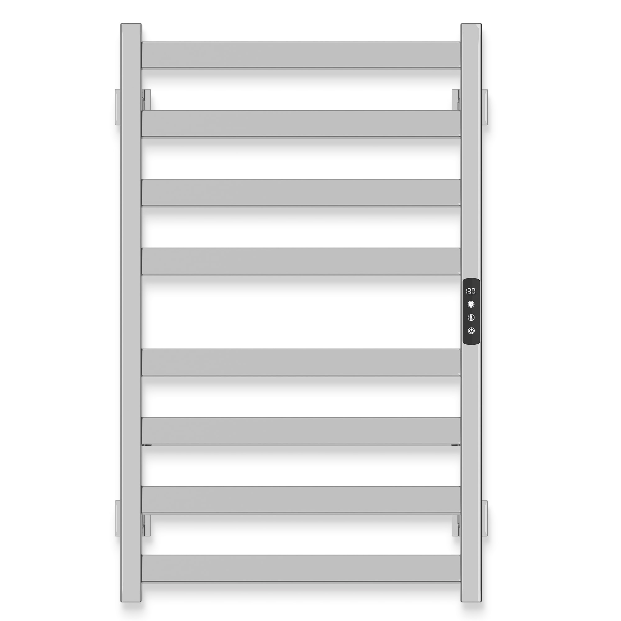 Paraheeter 8-Bar Wall Mounted Electric Towel Warmer Racks Plug-In or Hardwired with Timer and Thermostat in Mirror Polished