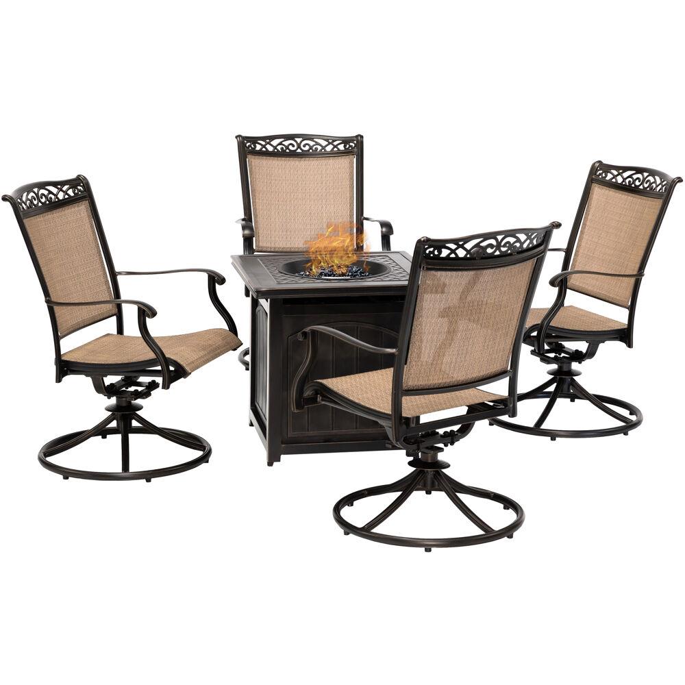 Hanover FNT5PCSWFPSQ Fontana 5-Piece Patio Conversation Set with Tan