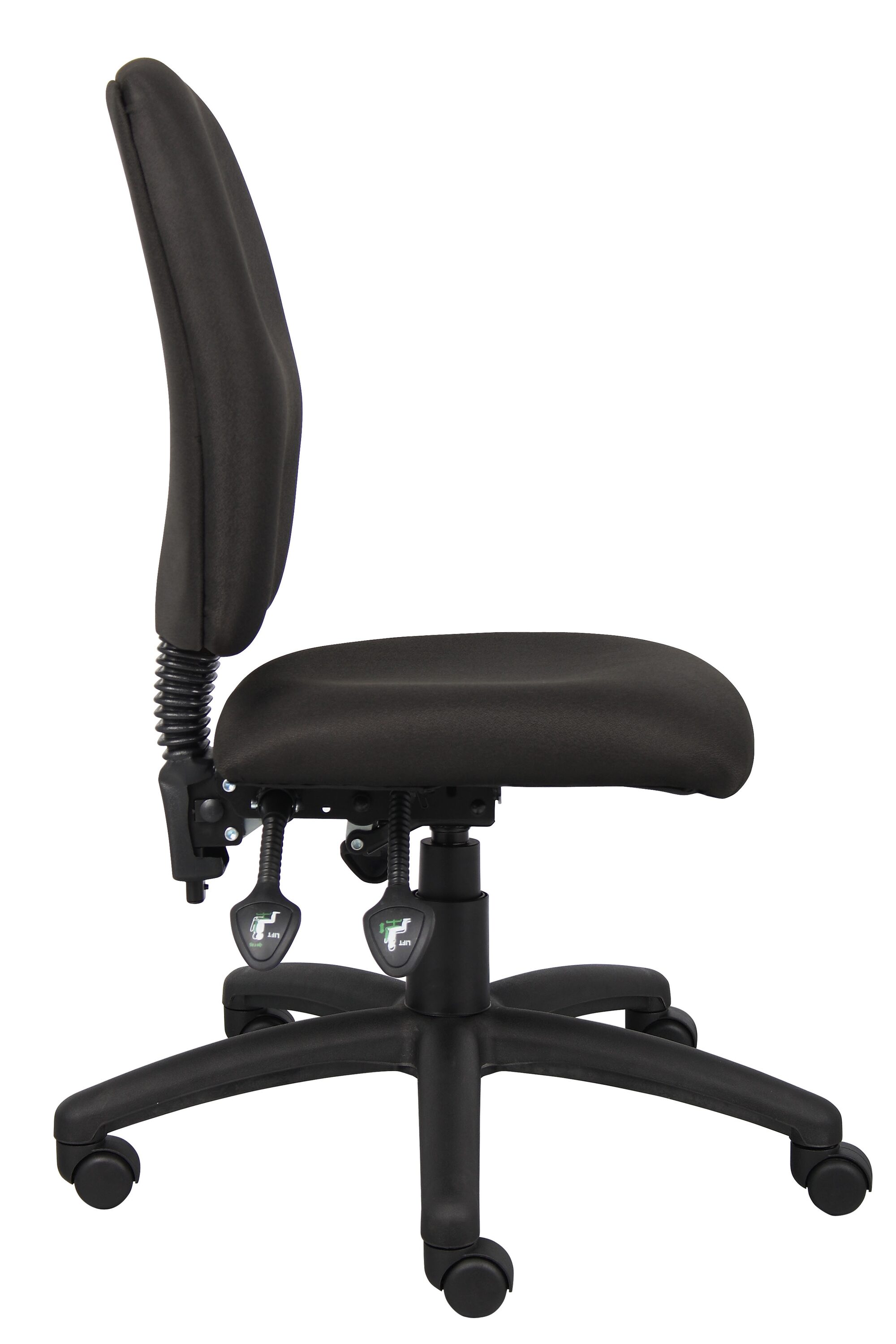 Adjustable Swivel Task Chair in Black Fabric with Lumbar Support