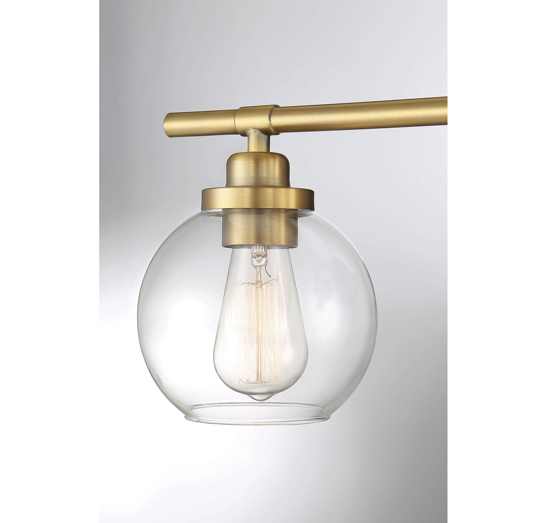 Carson Warm Brass 1-Light Wall Sconce with Clear Glass Shade