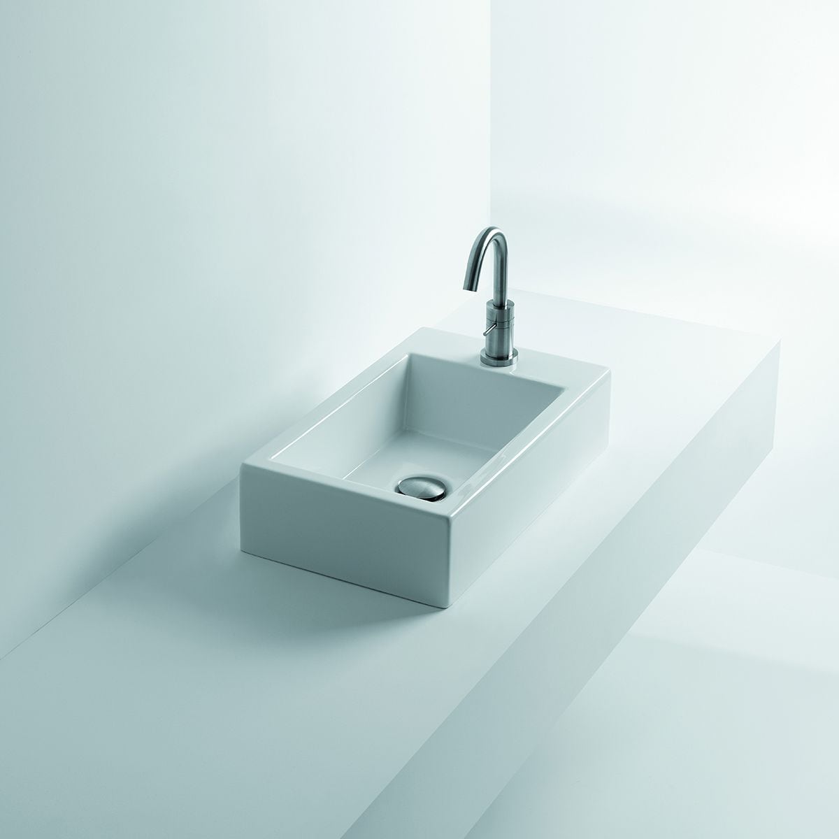 WS Bath Collections HOX WSBC 50C Hox WSBC Ceramic Vessel Rectangular Modern Ceramic White Bathroom Sink ( 19.7-in x 11.8-in )