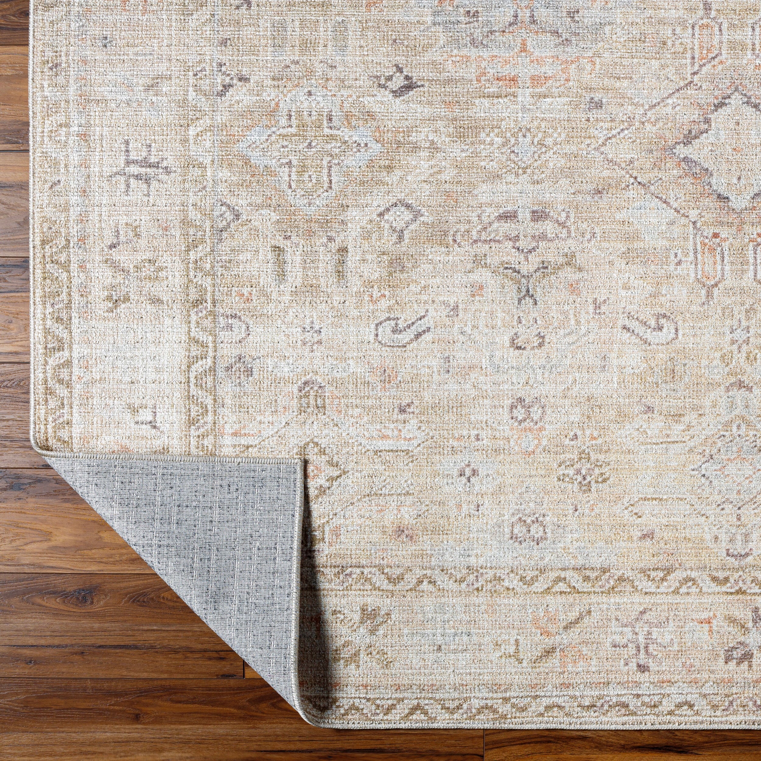 Marlene Cream Polyester Vintage Medallion Area Rug 6'6" x 9'