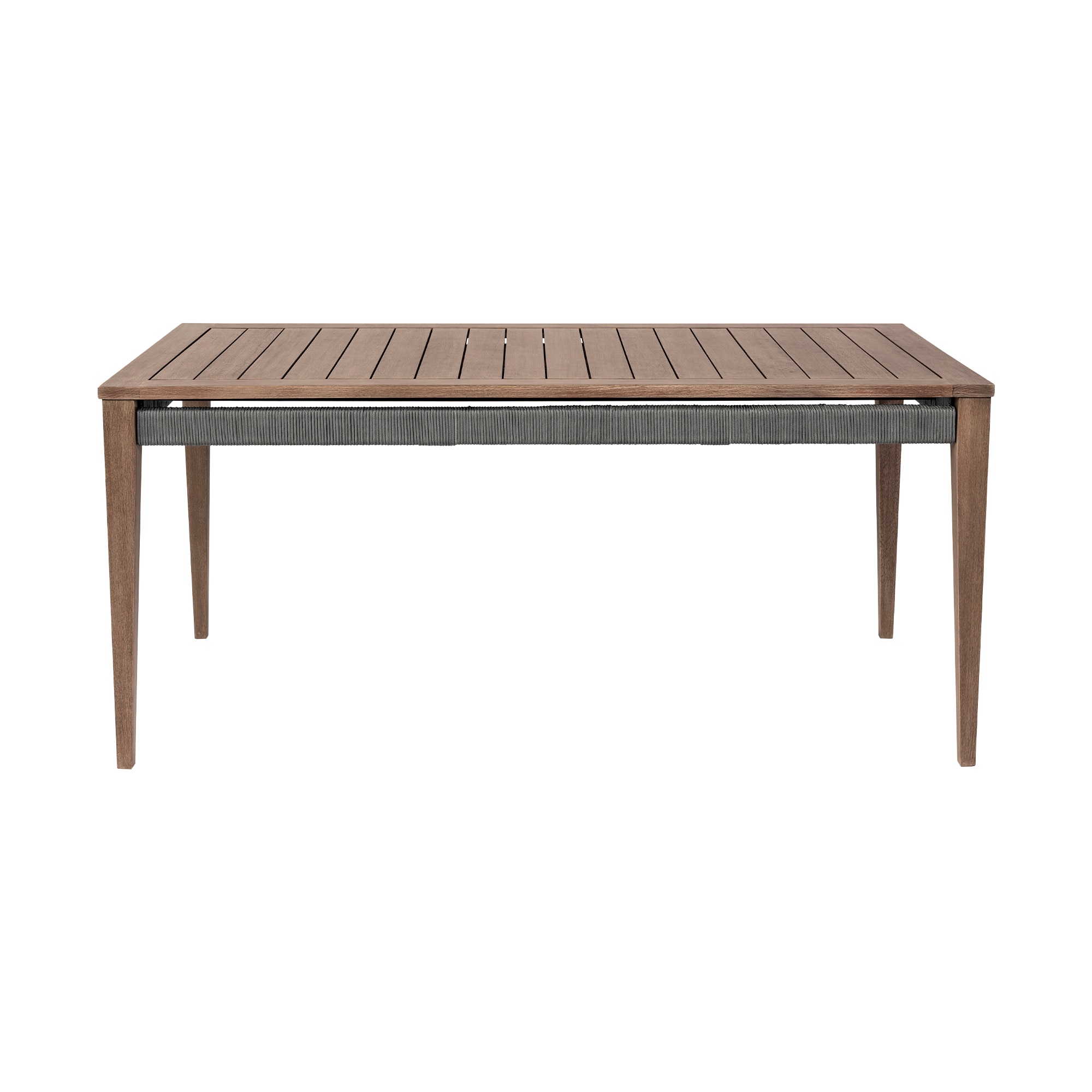 Armen Living LCORDIEUC Dark Gray Patio Dining Set Wood Rectangle Table with 1 Brown Cushions Stationary Chairs
