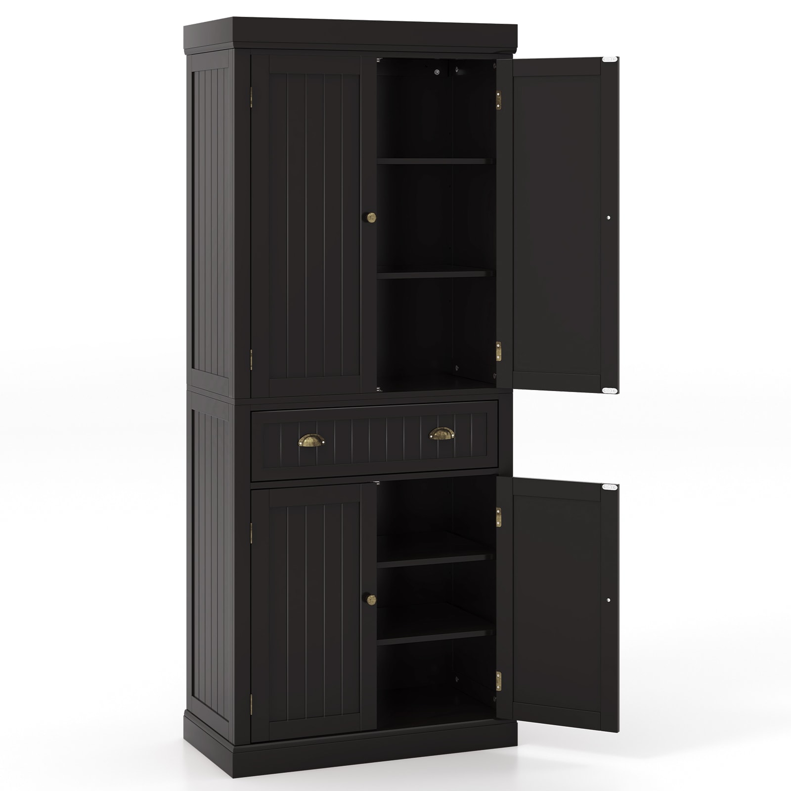 Volenca 30-in W x 72-in H x 16-in D Composite 4-Door Kitchen Pantry Cabinet with Center Drawer