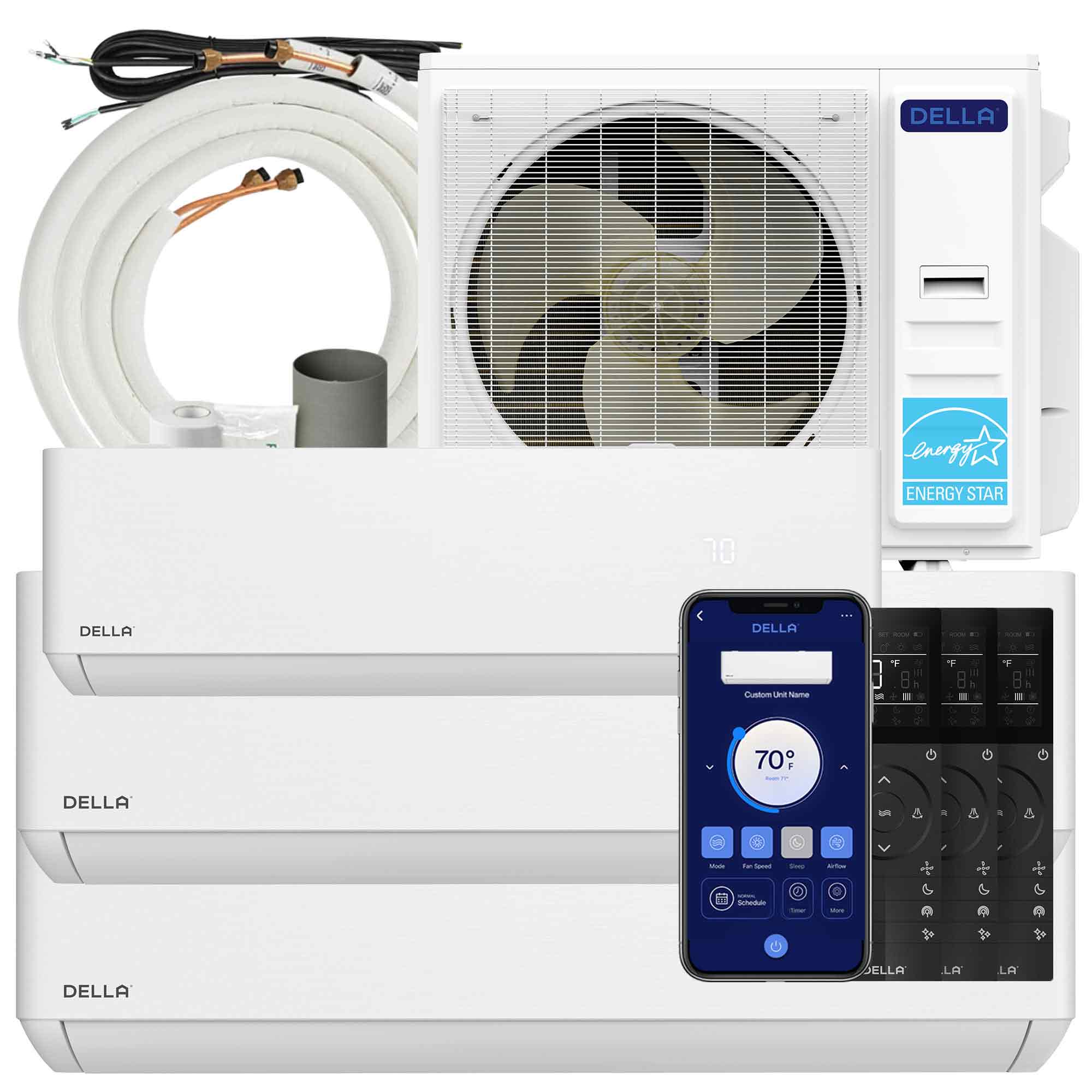 DELLA  42K BTU ODU 3 Zone 12K 18K 18K BTU Multi Zone Mini Split AC