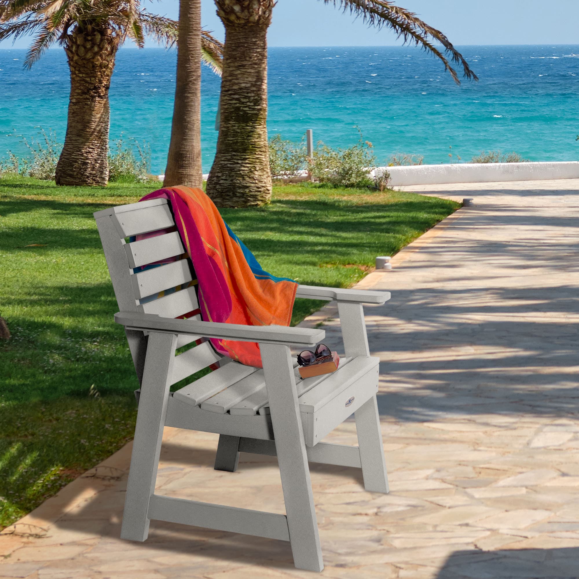 highwood BV-CHGR1-CGR Riverside Cove Gray Poly-lumber Frame Stationary Conversation Chair with Slat Seat