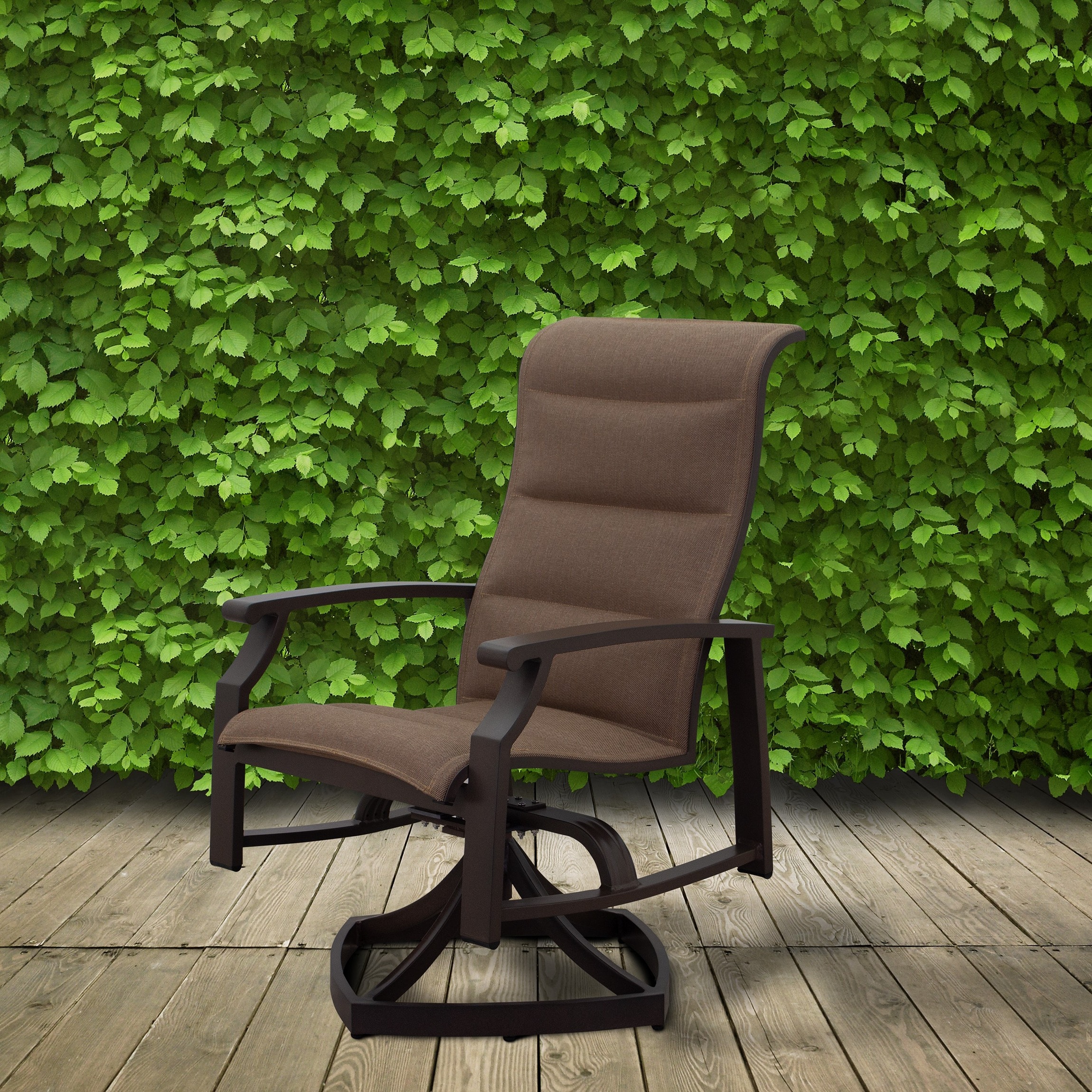 Courtyard Casual 5324 Madison Set of 2 Autumn Rust Aluminum Frame Swivel Dining Chair with Brown Sling Seat