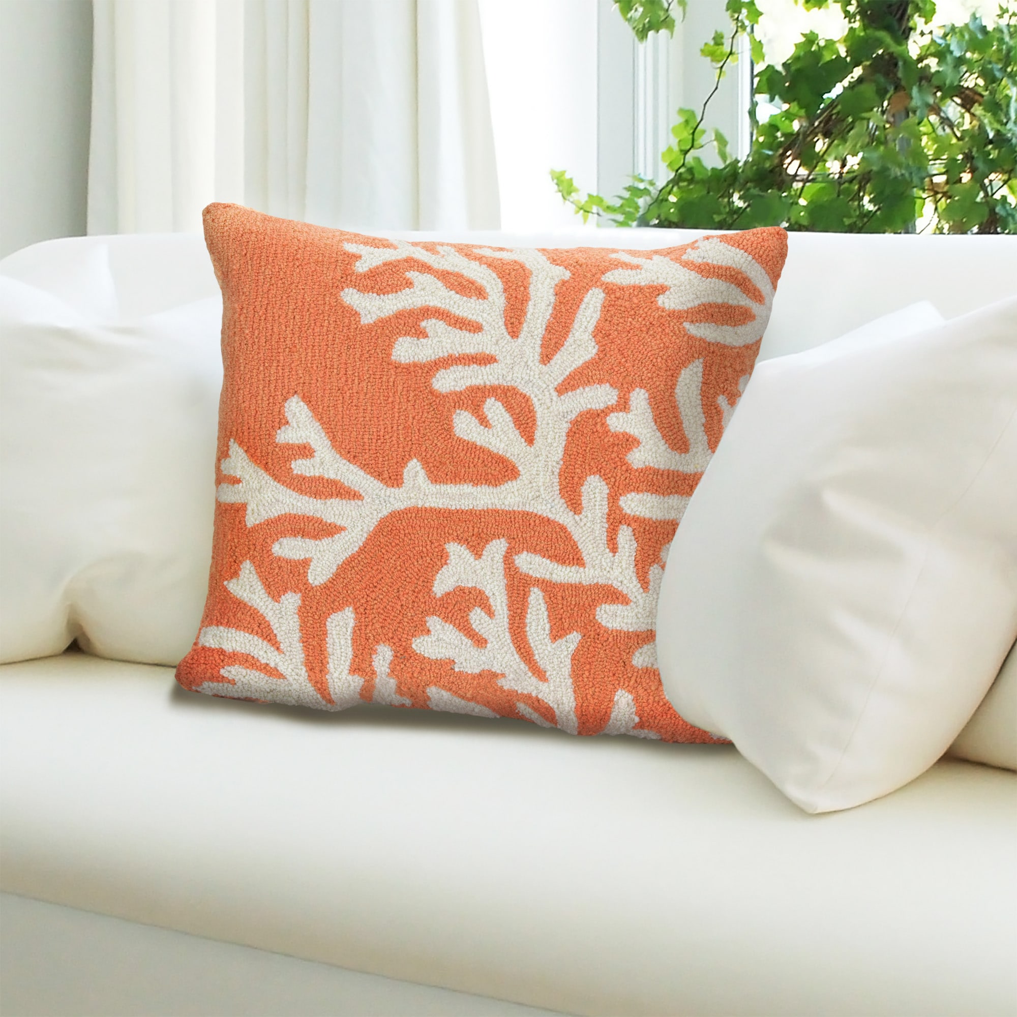 Coral and white online throw pillows