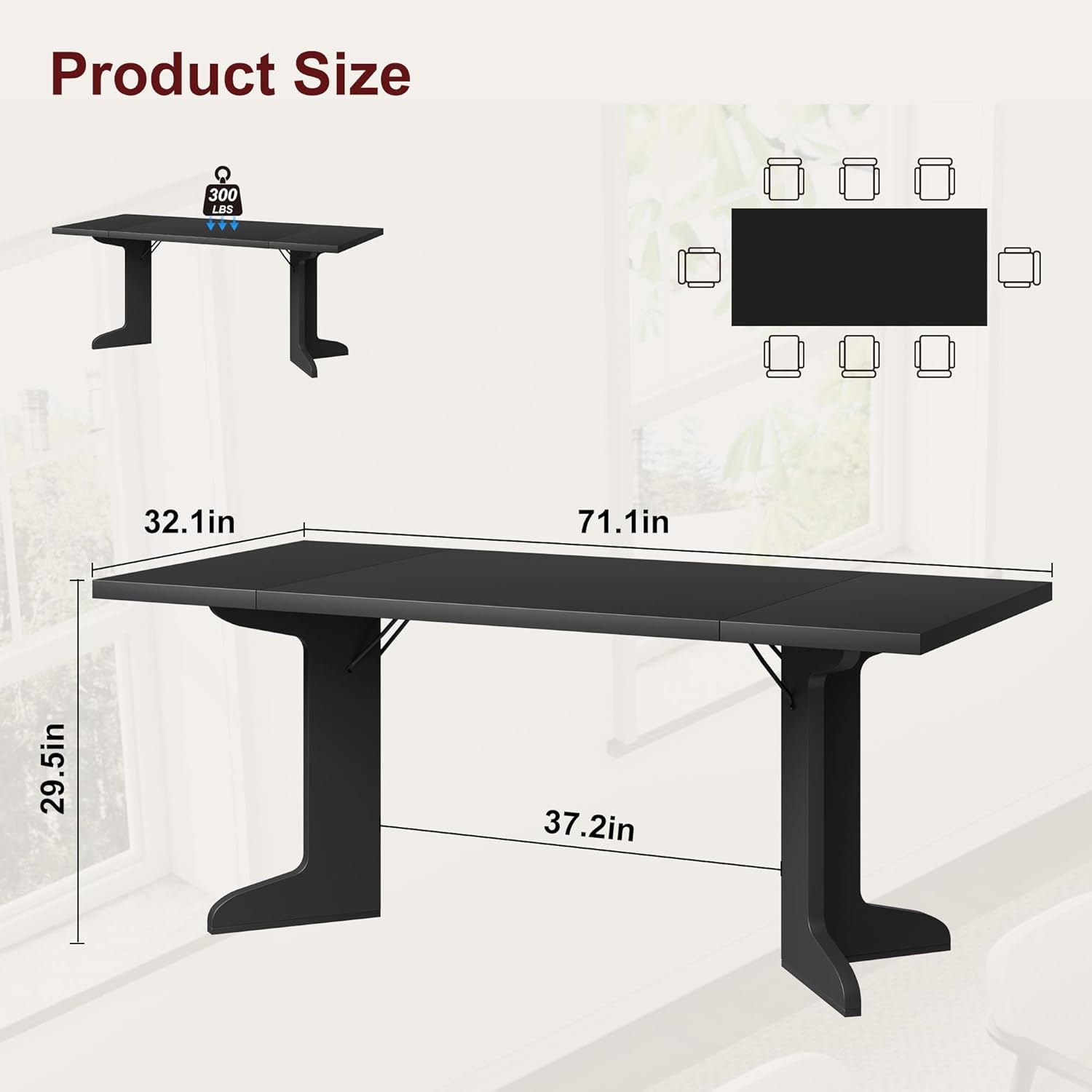 IdealHouse 71 Inch Rectangular Dining Table for 6-8 People/ Farmhouse ...
