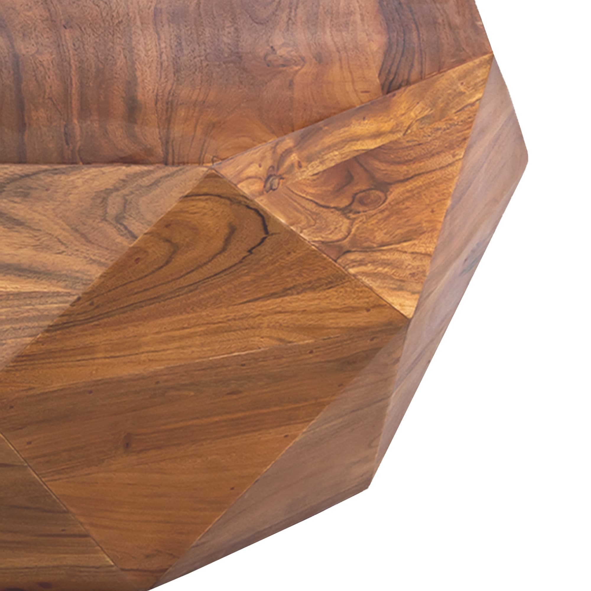 Octagonal Diamond-Patterned Acacia Wood Coffee Table in Natural Brown