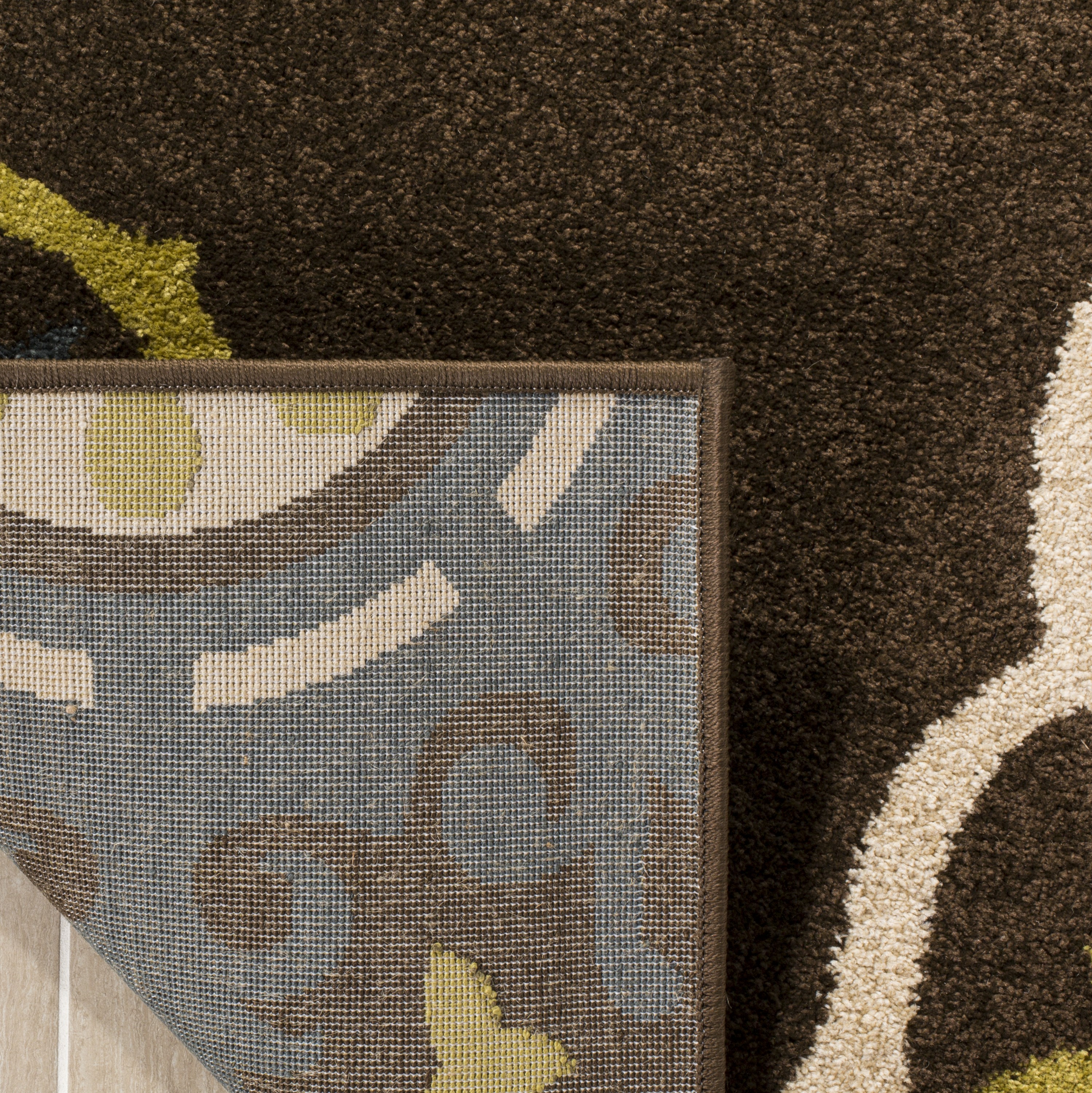 Reversible Brown and Green Floral 8' x 10' Synthetic Area Rug