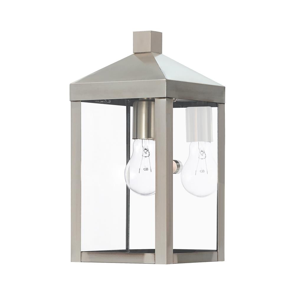 Livex Lighting 20582-91 Nyack 1 -Light 12.75-in H Brushed Nickel Hardwired Outdoor Wall Light